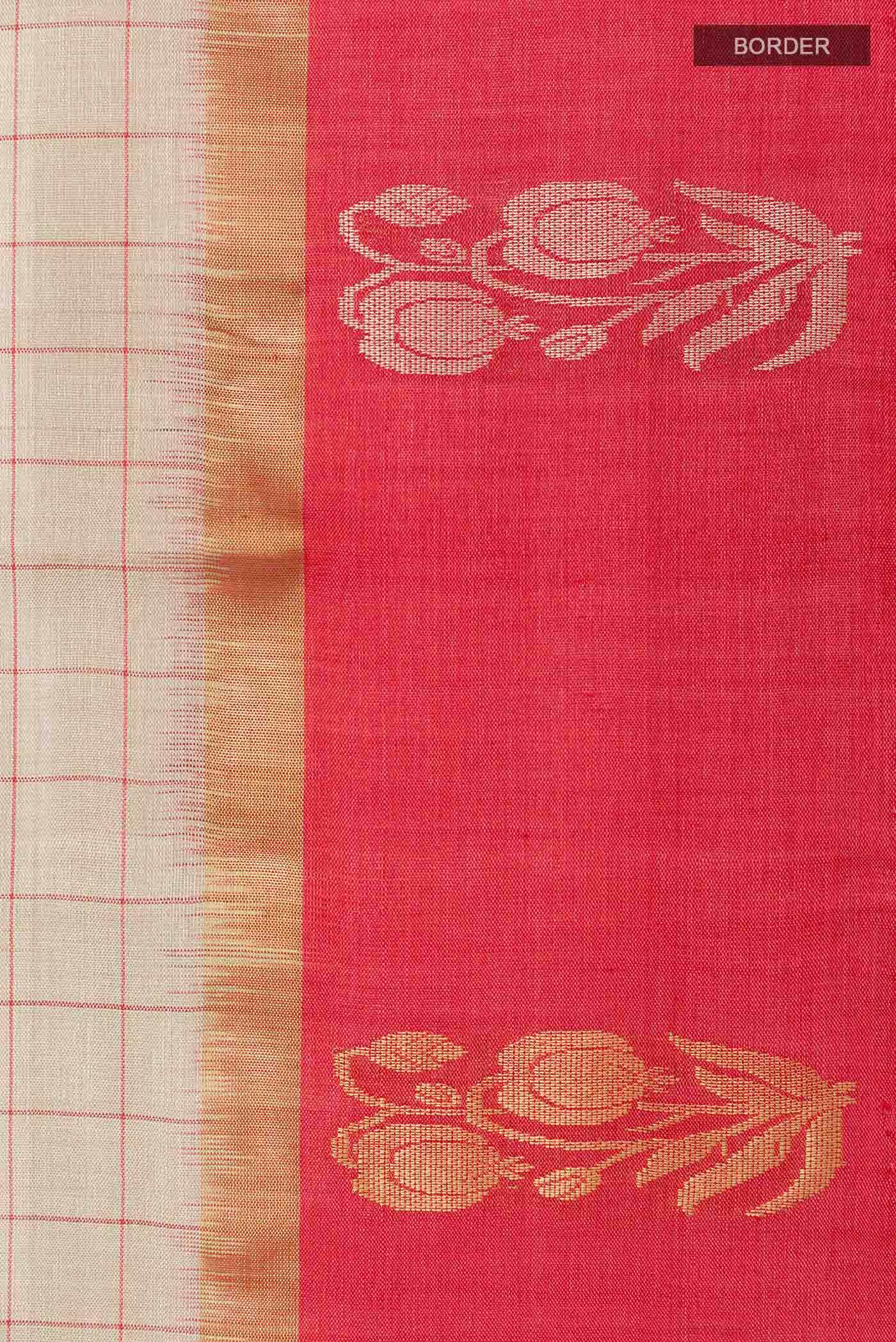 Beige Tussar Silk Saree