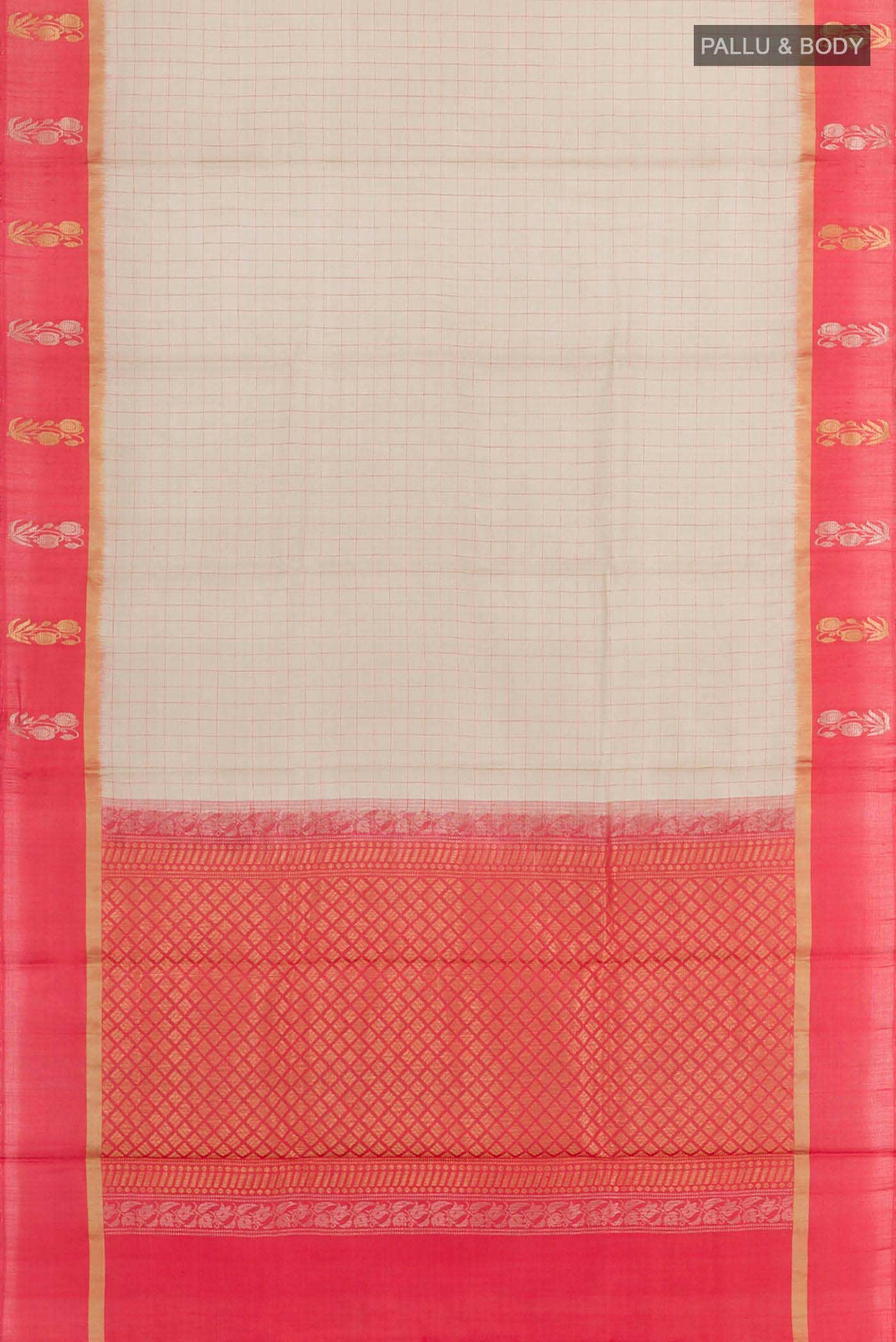 Beige Tussar Silk Saree