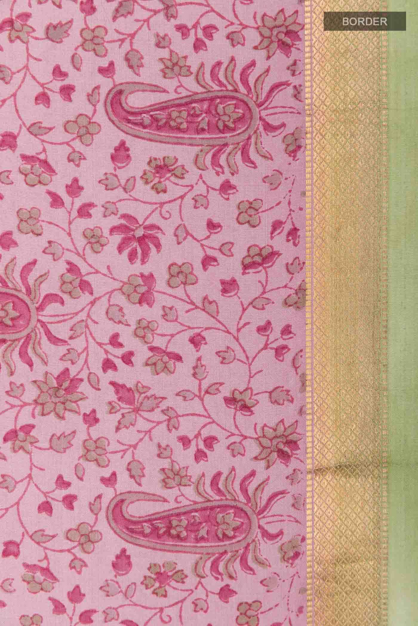 Lavender Printed Silk Saree