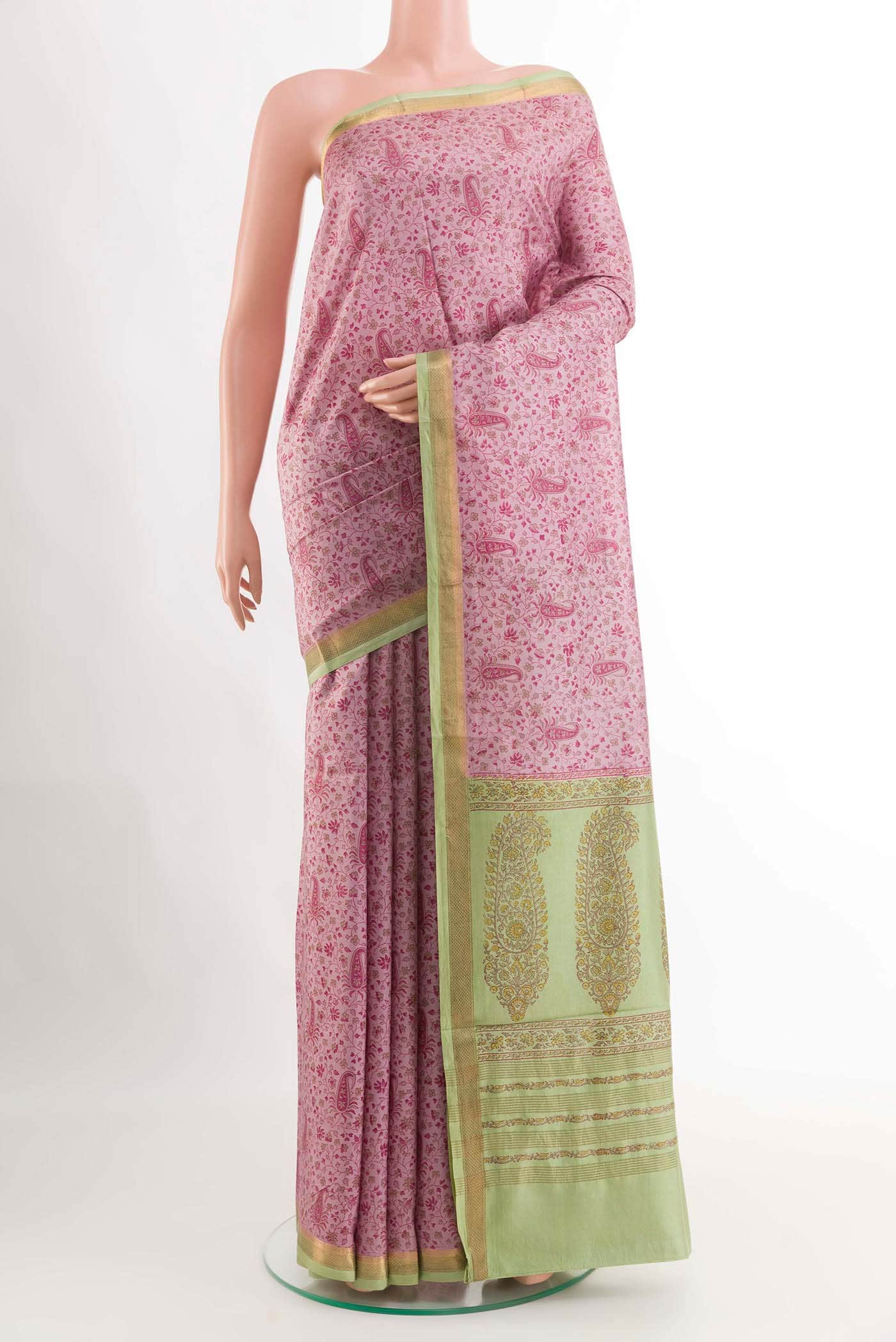Lavender Printed Silk Saree