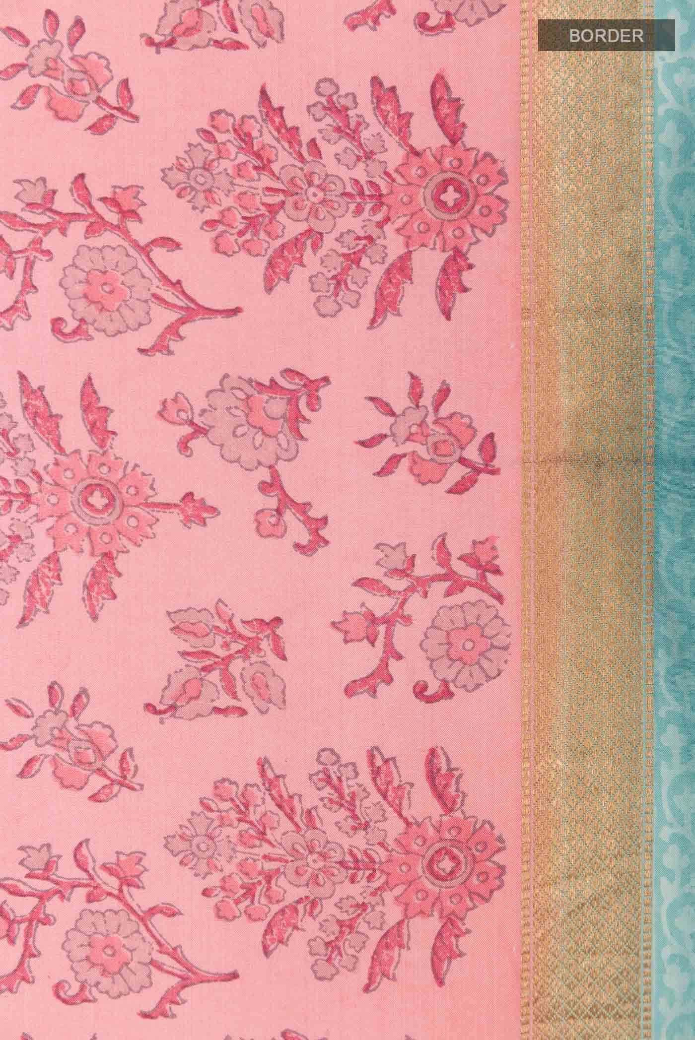 Pink Printed Silk Saree
