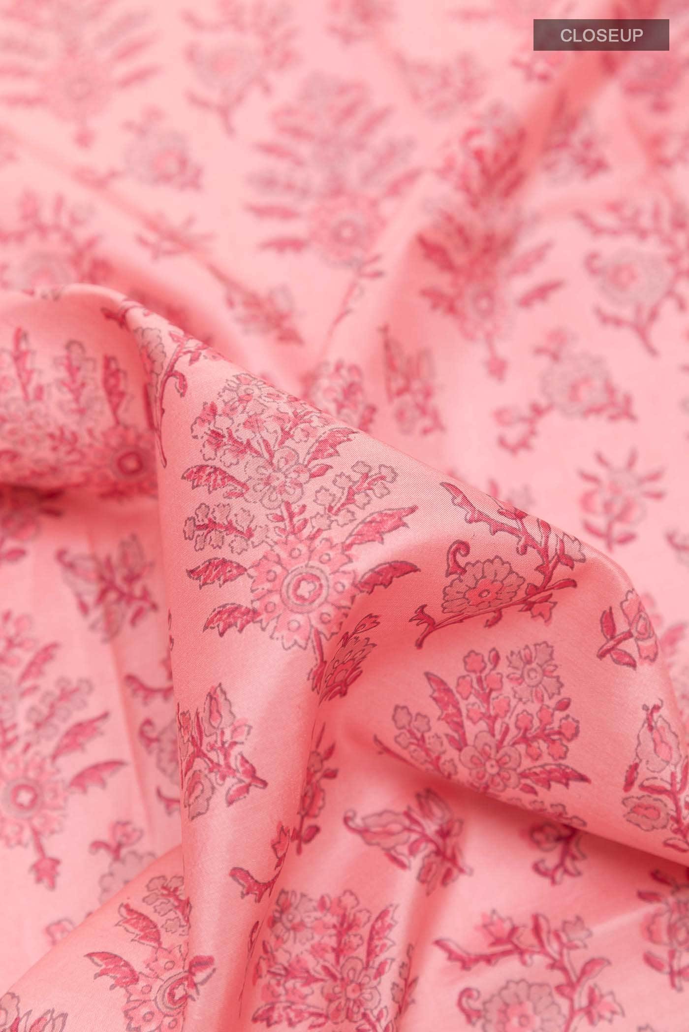 Pink Printed Silk Saree