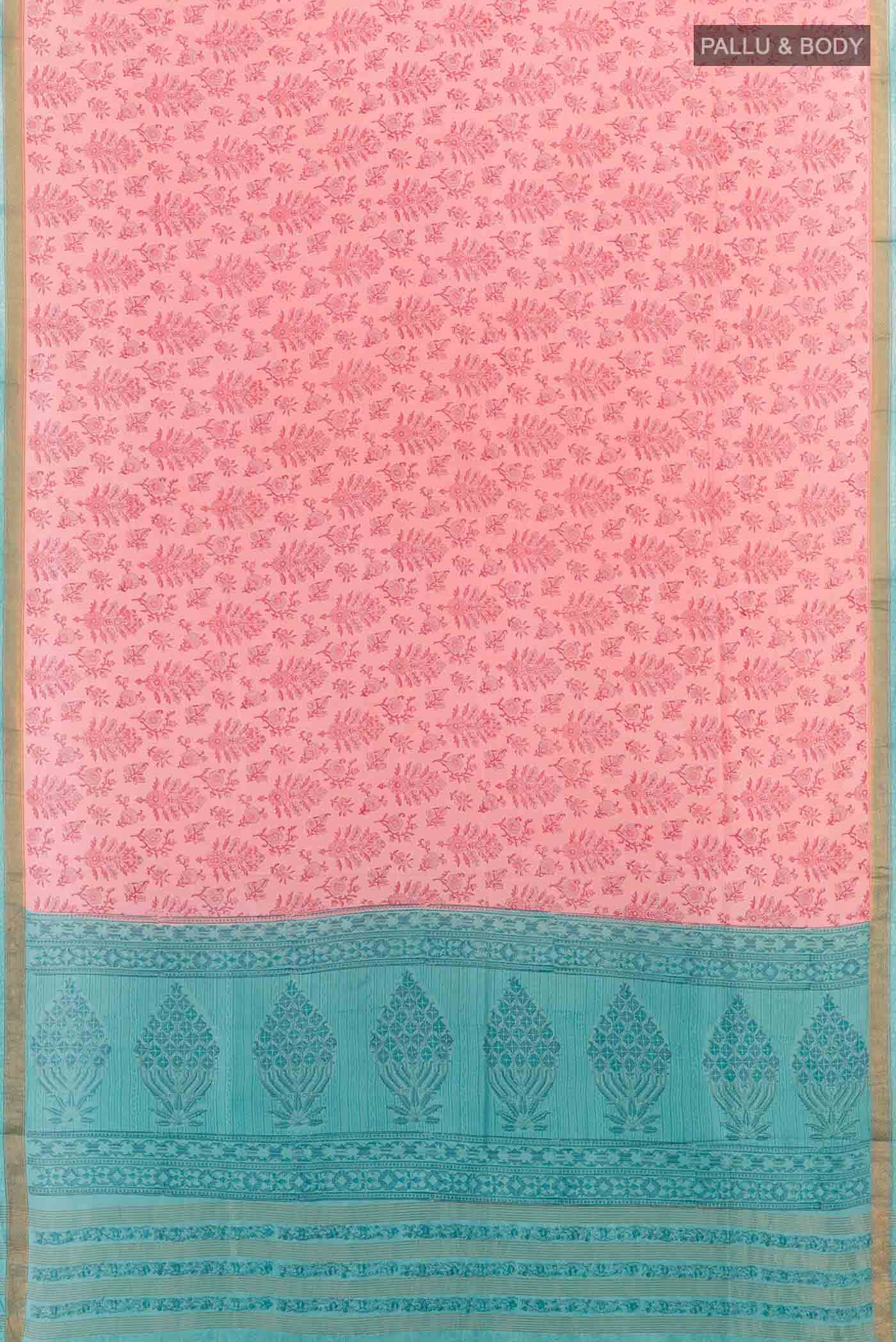 Pink Printed Silk Saree