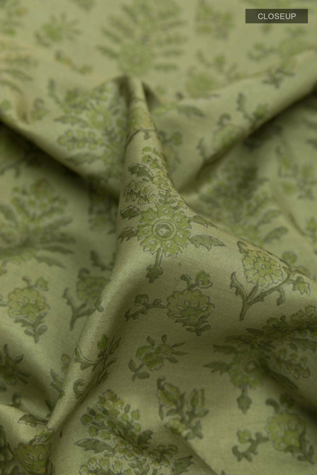 Olive Green Printed Silk Saree