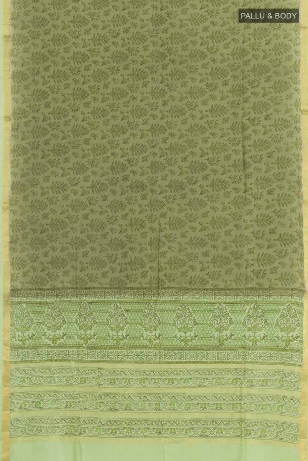 Olive Green Printed Silk Saree