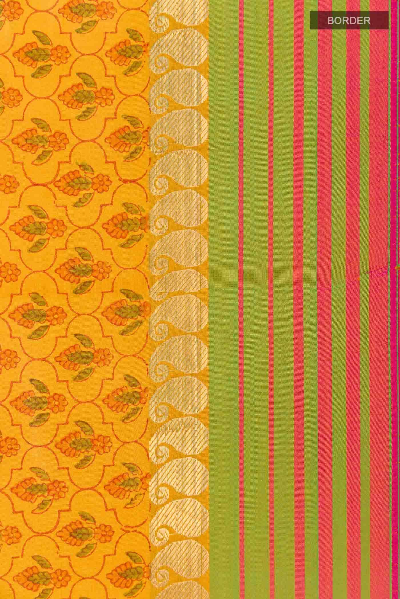 Mustard Printed Silk Saree