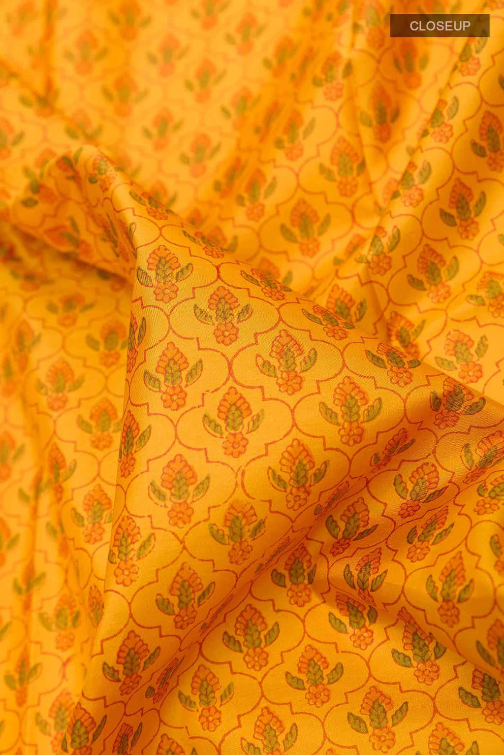 Mustard Printed Silk Saree
