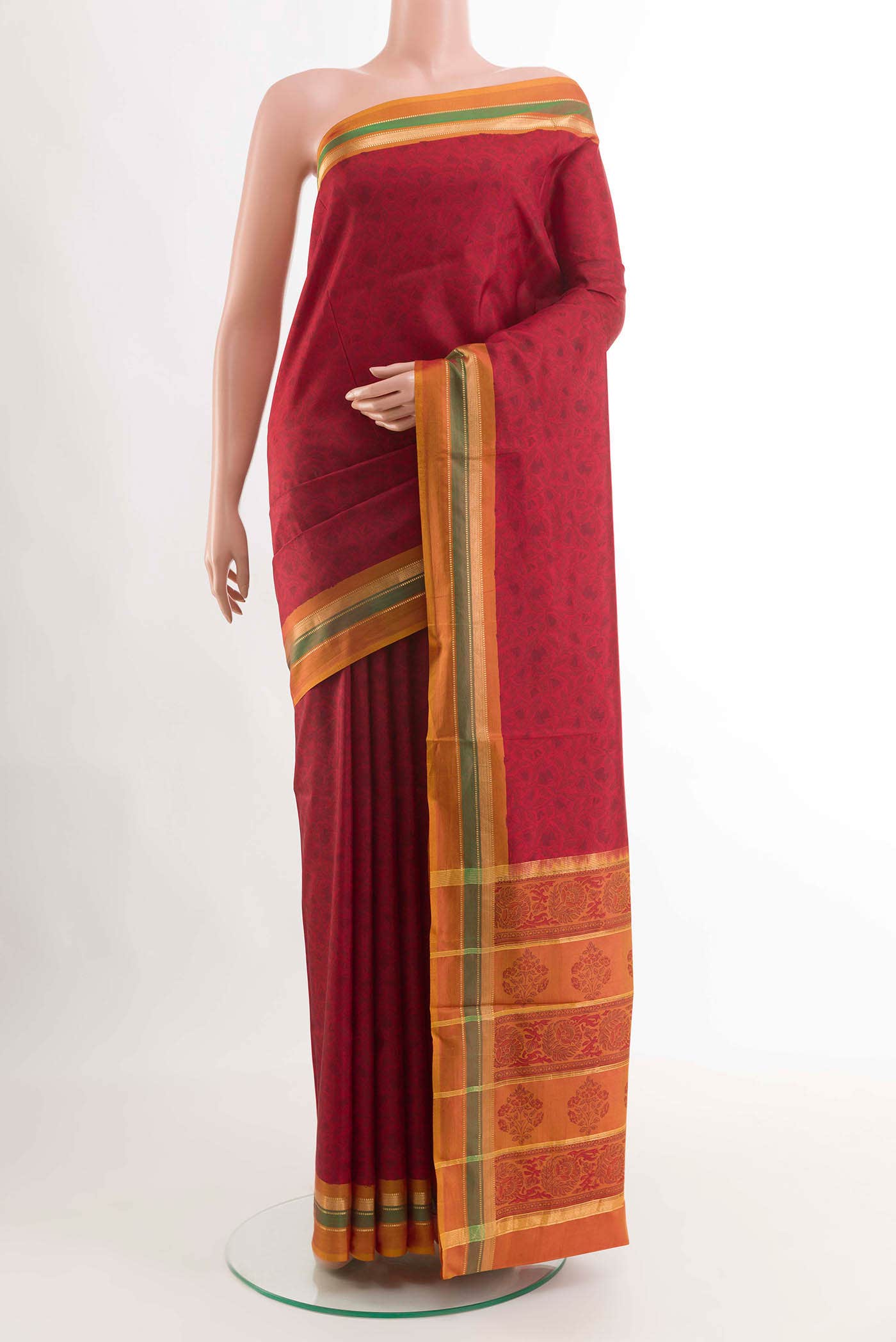 Red Printed Silk Saree