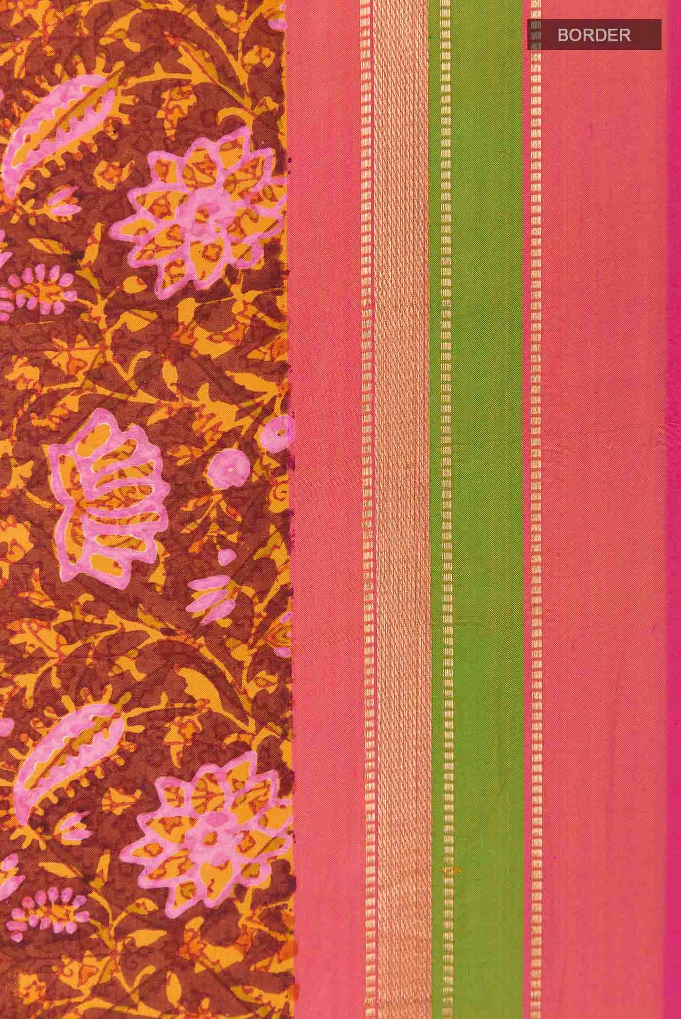 Maroon Printed Silk Saree