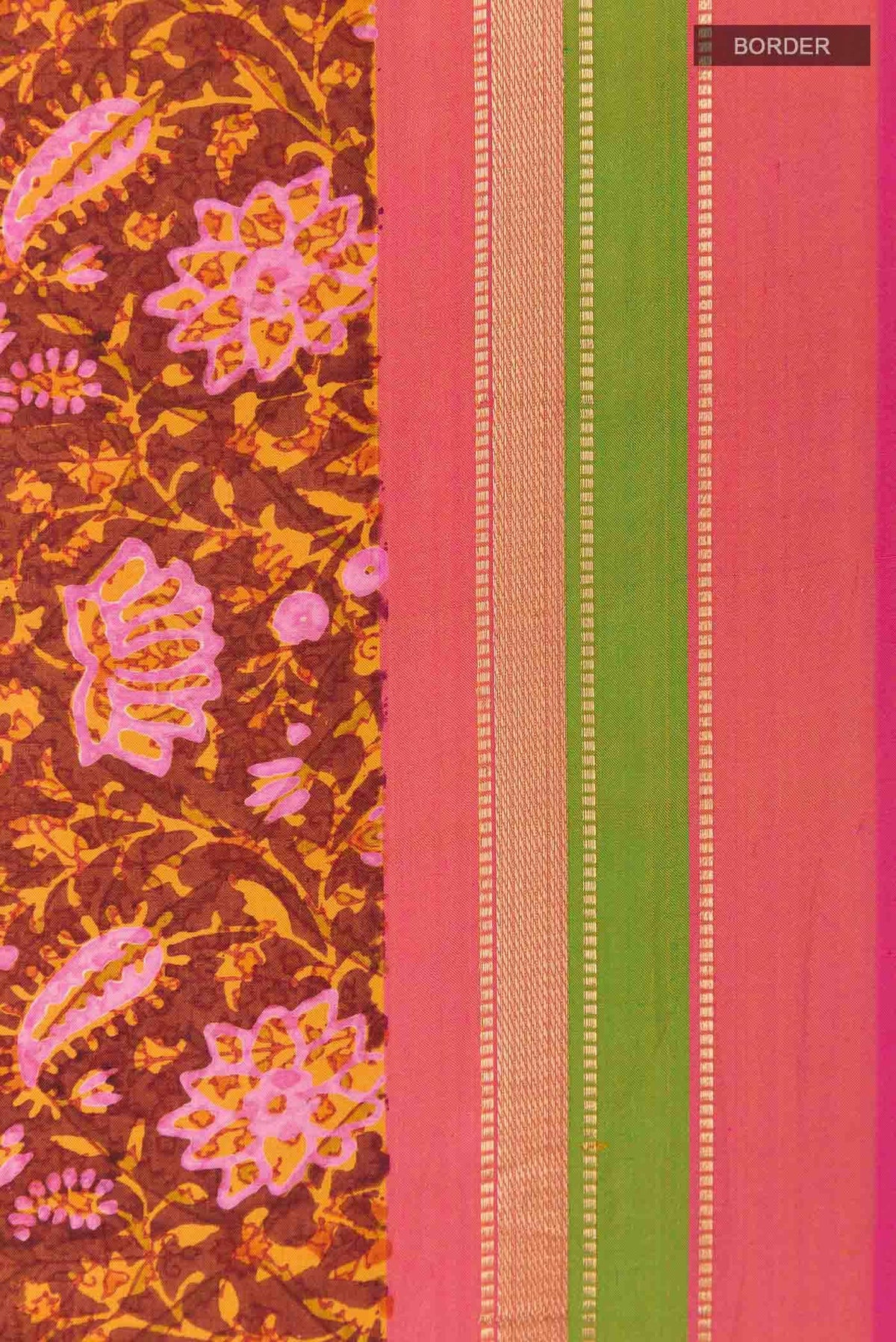 Rust Printed Silk Saree