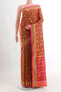 Rust Printed Silk Saree
