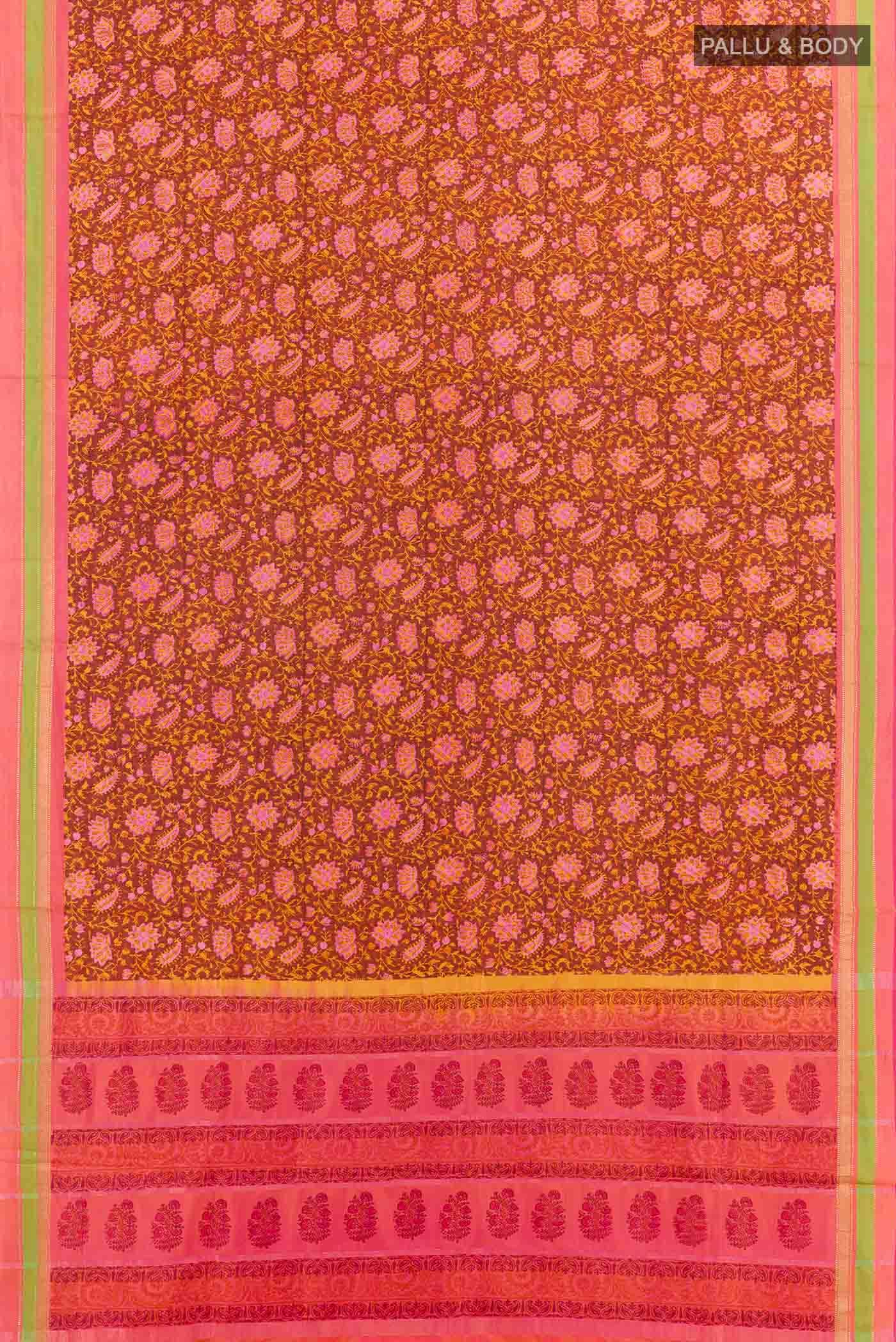 Maroon Printed Silk Saree