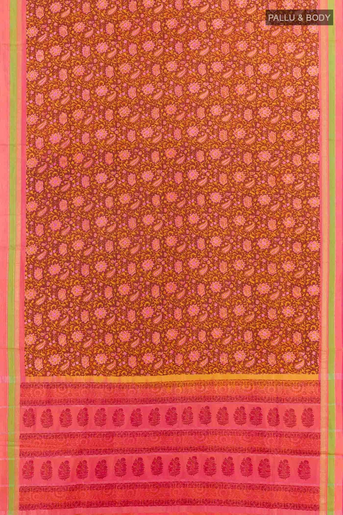 Rust Printed Silk Saree