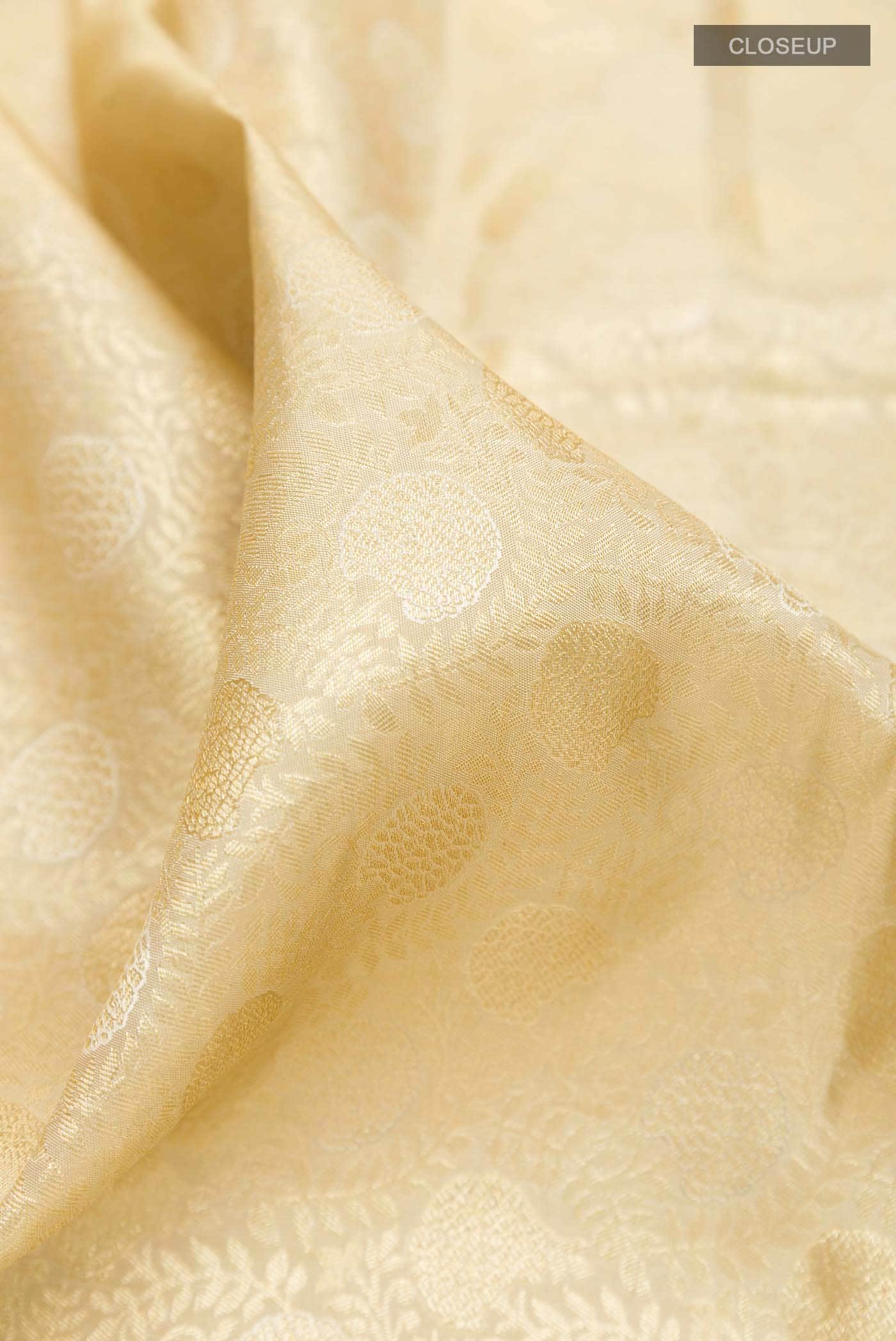 Cream Kanchipuram Silk Saree