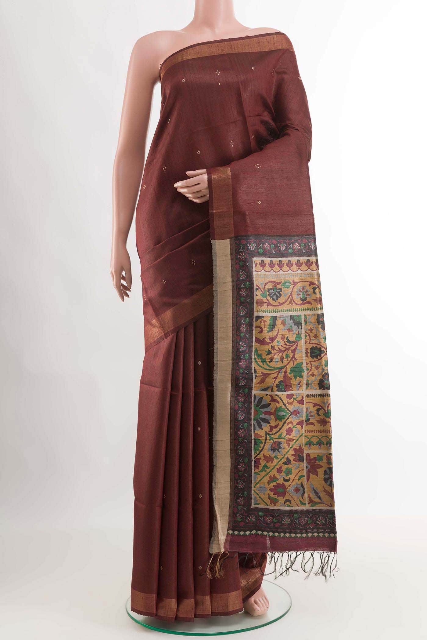 Brown Tussar Saree