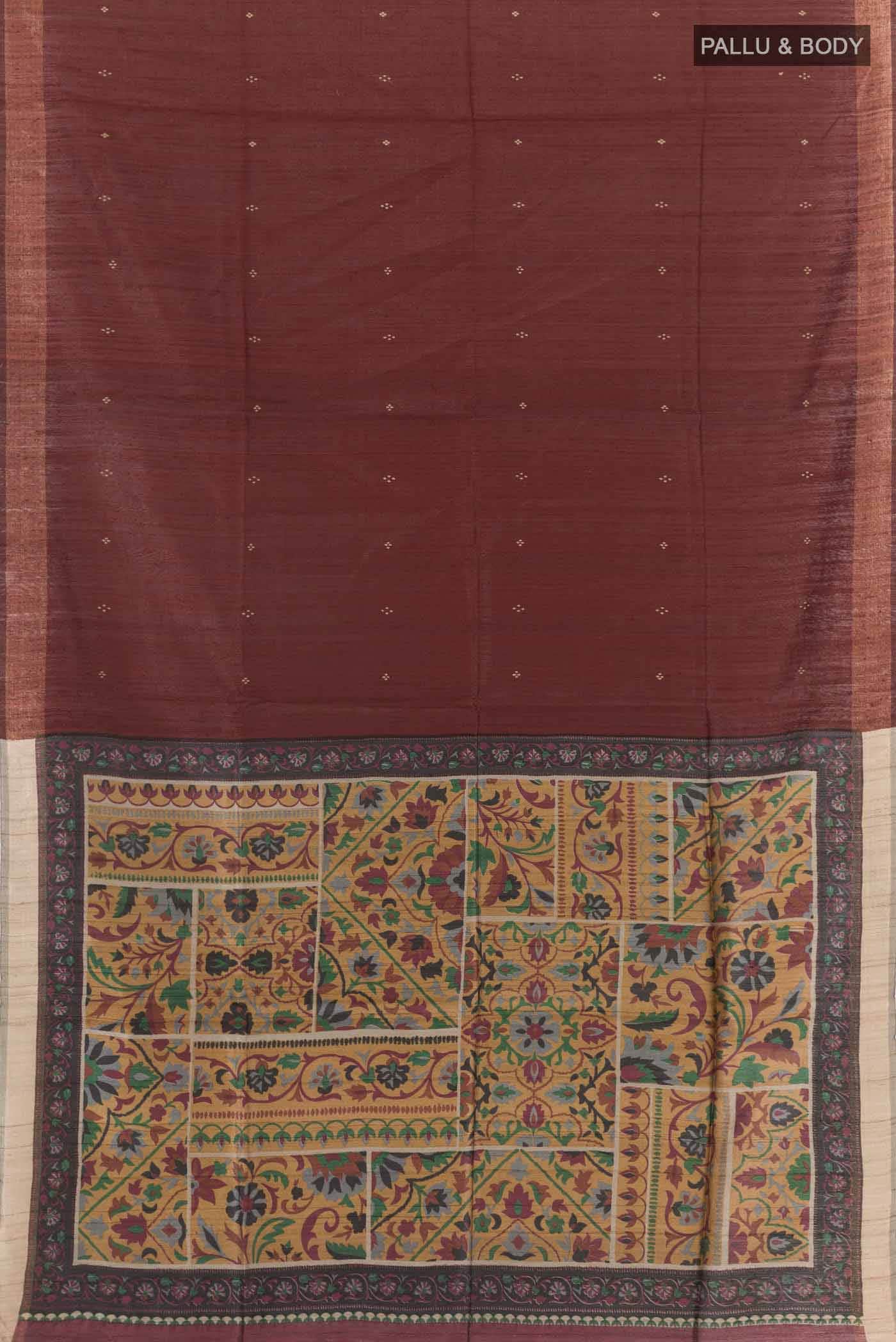 Brown Tussar Saree