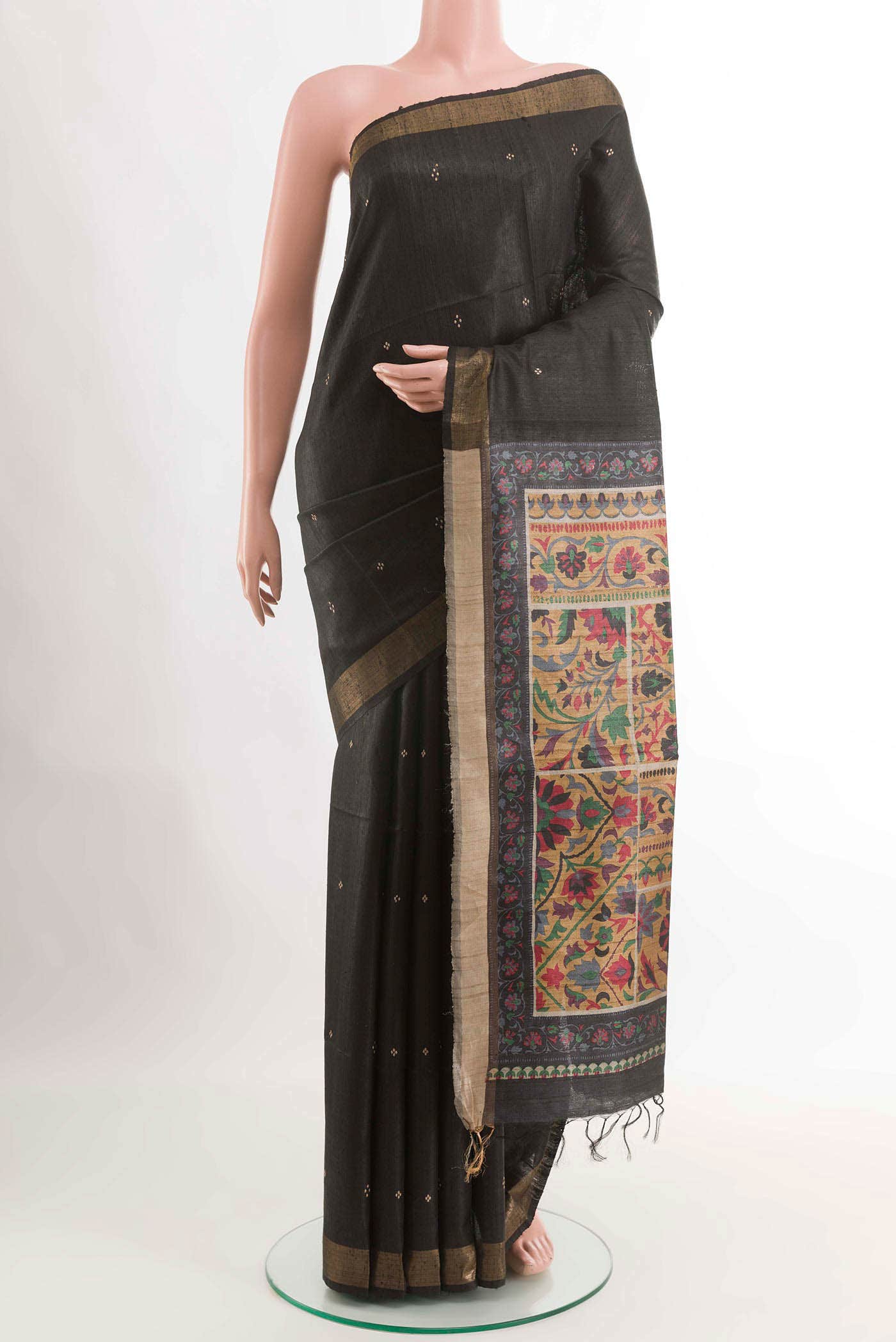 Black Tussar Saree
