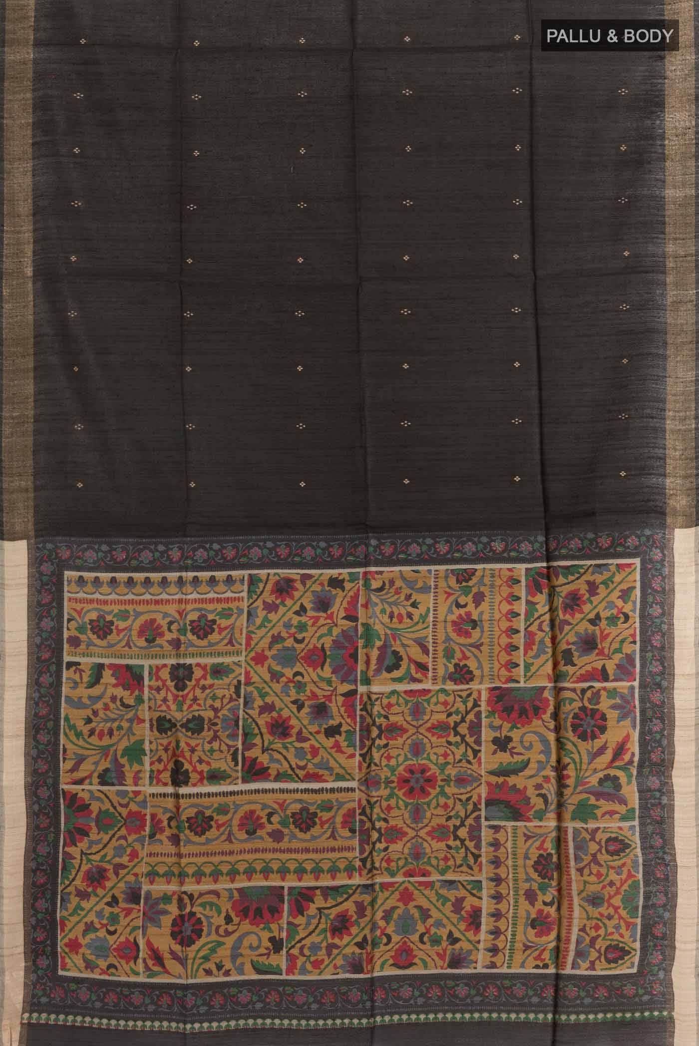 Black Tussar Saree