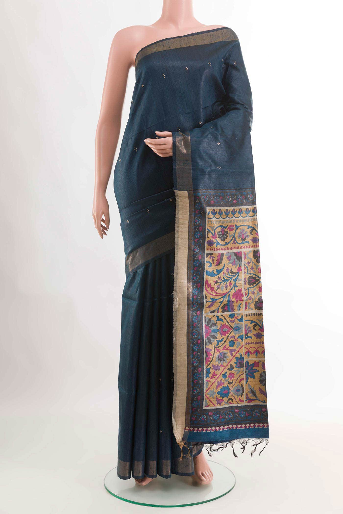 Dark Blue Tussar Saree