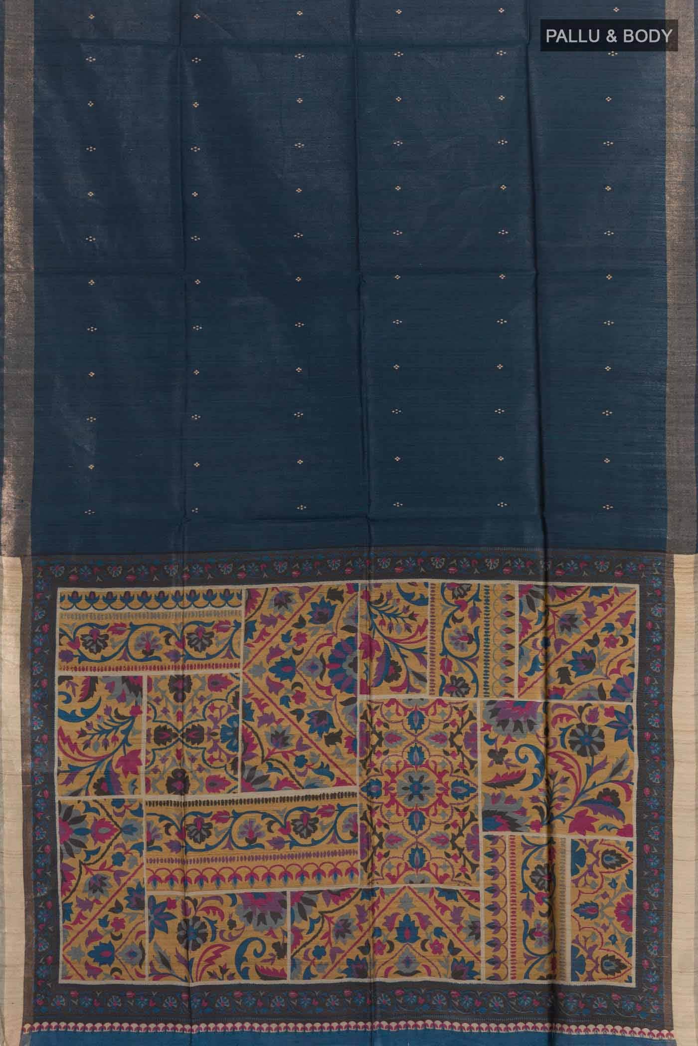 Dark Blue Tussar Saree