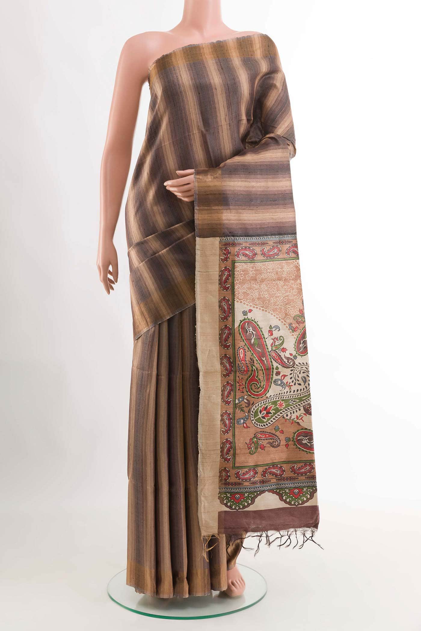 Brown Tussar Saree
