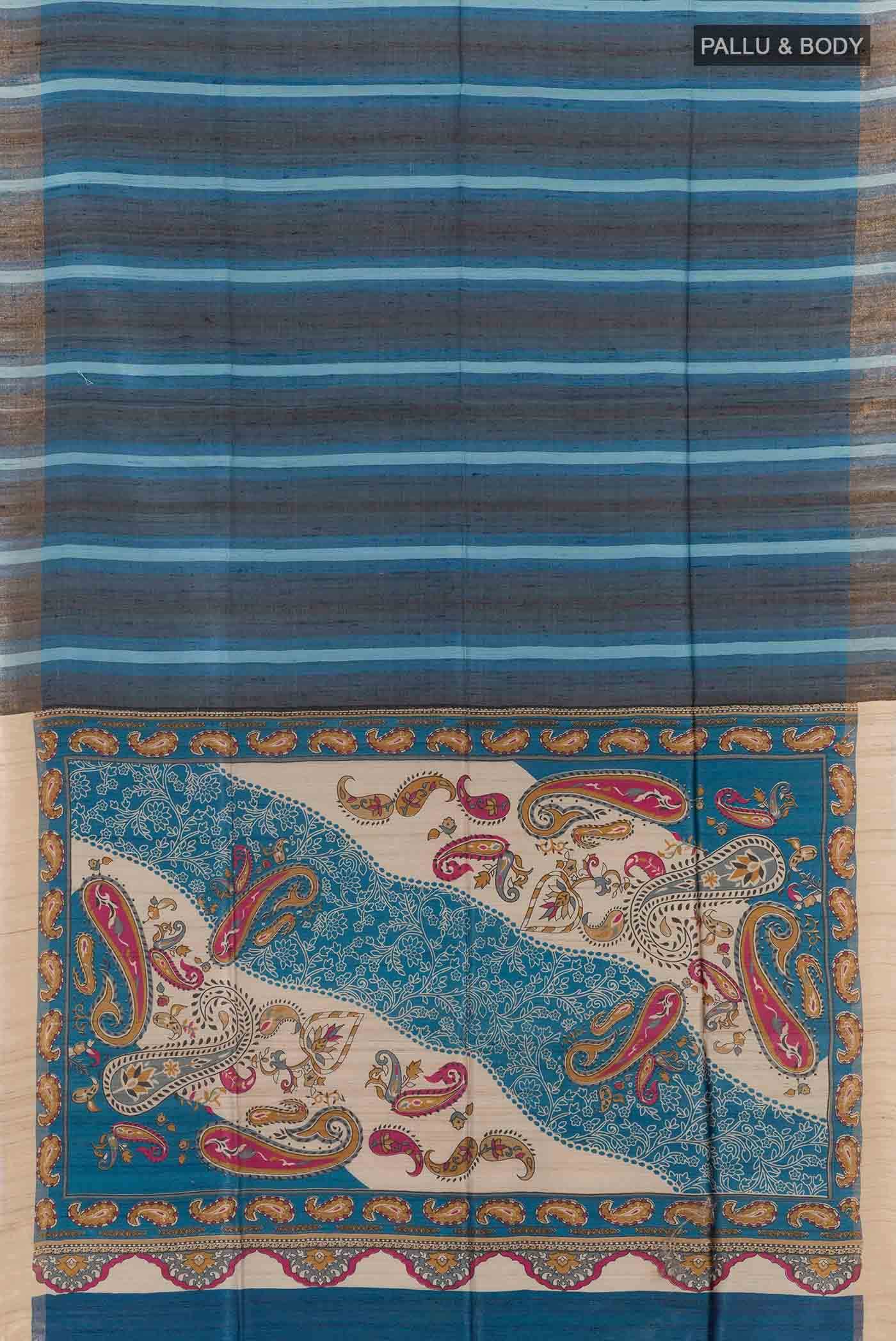 Blue Tussar Saree