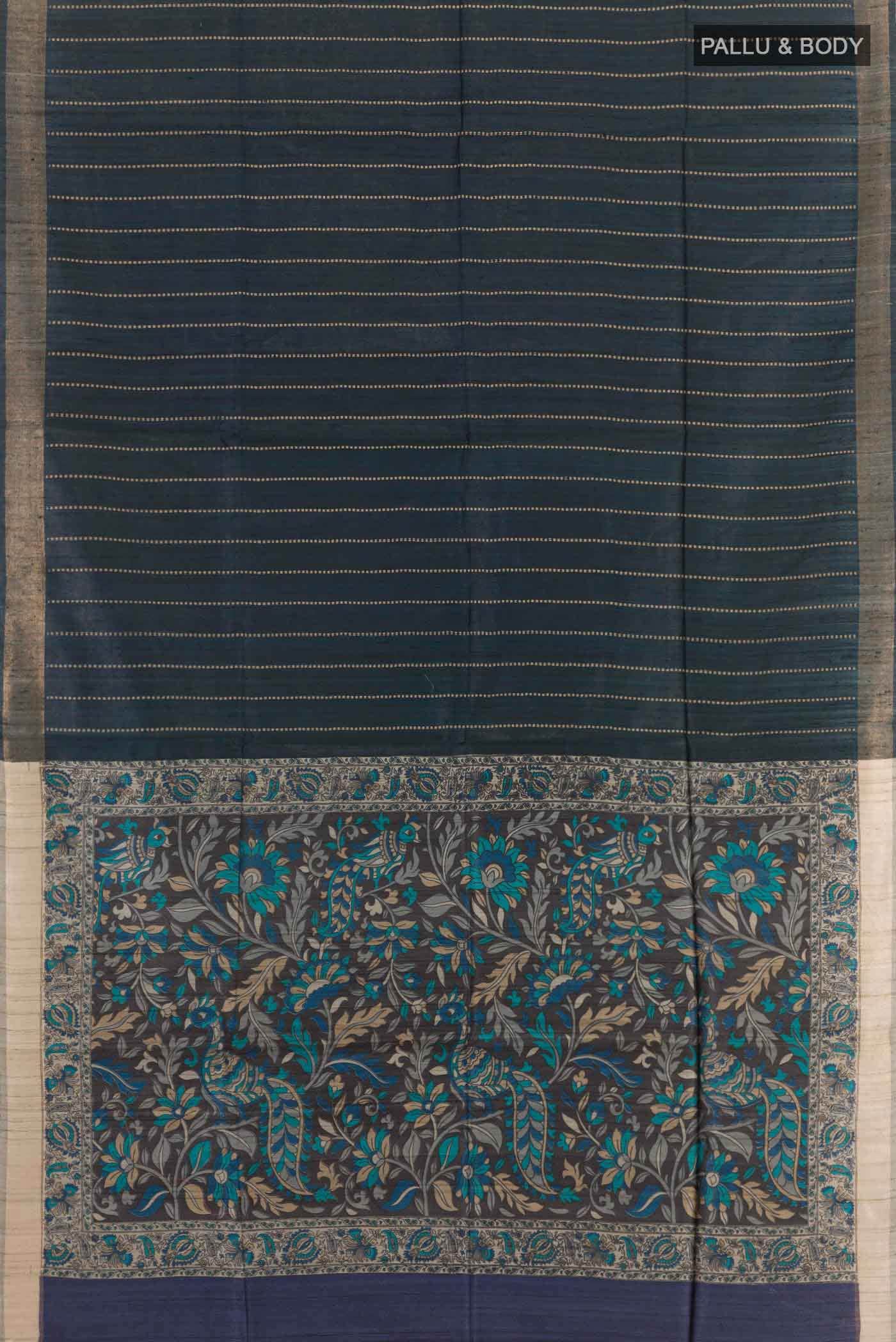 Dark Blue Tussar Saree