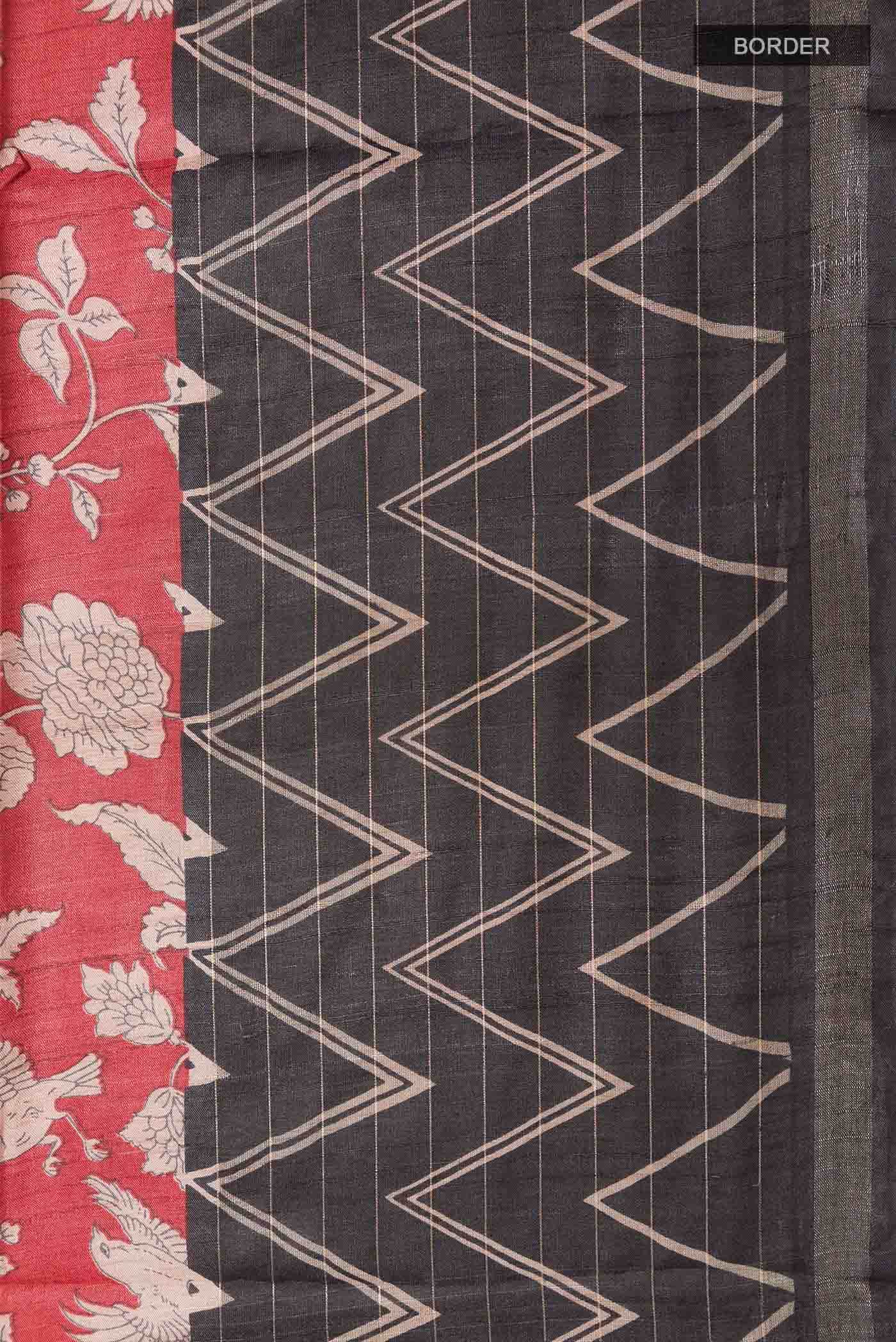 Red Tussar Saree