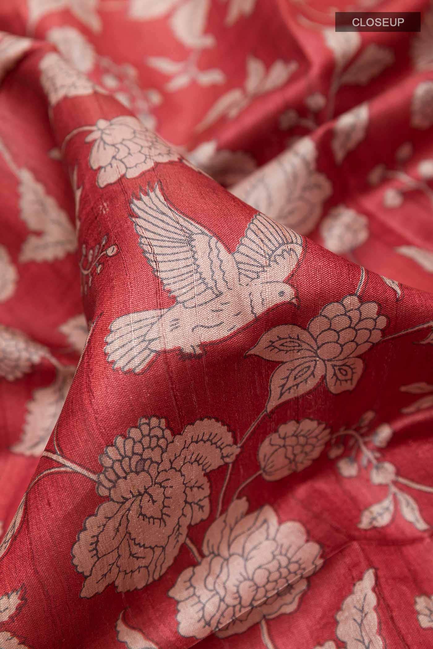 Red Tussar Saree