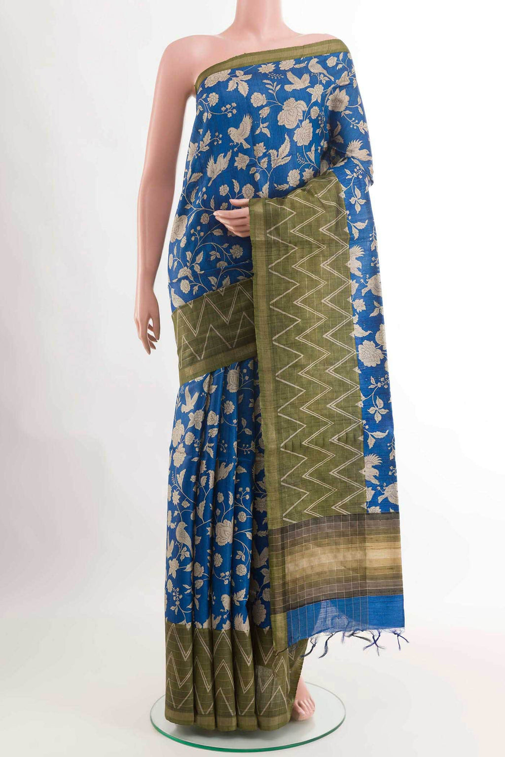 Blue Tussar Saree