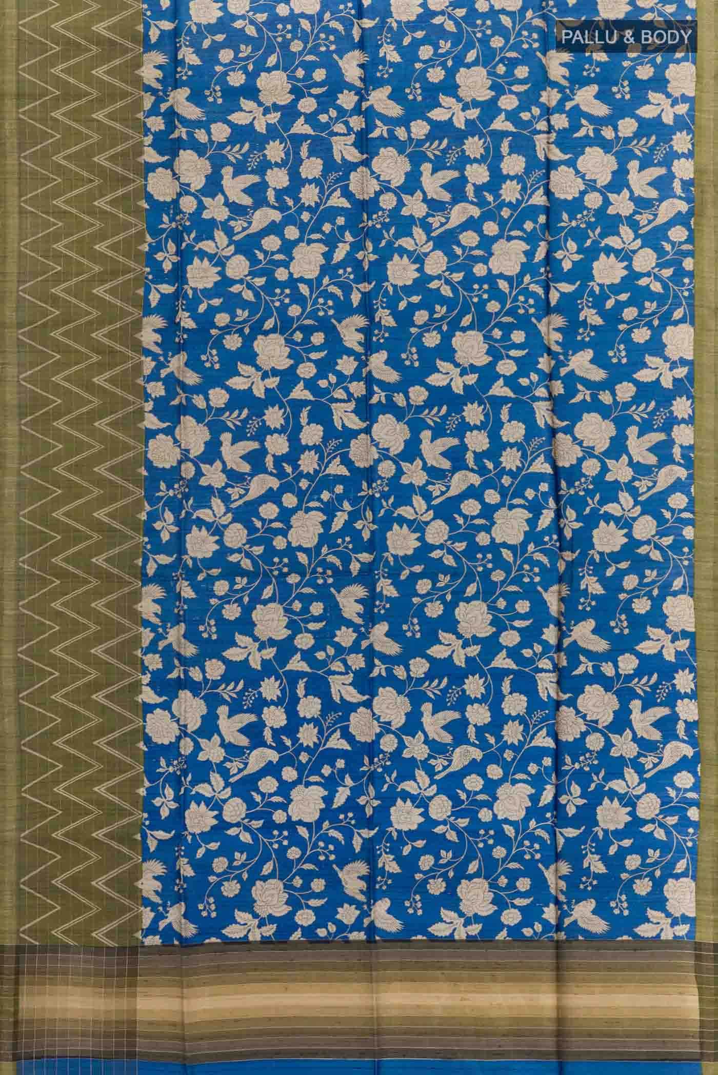 Blue Tussar Saree
