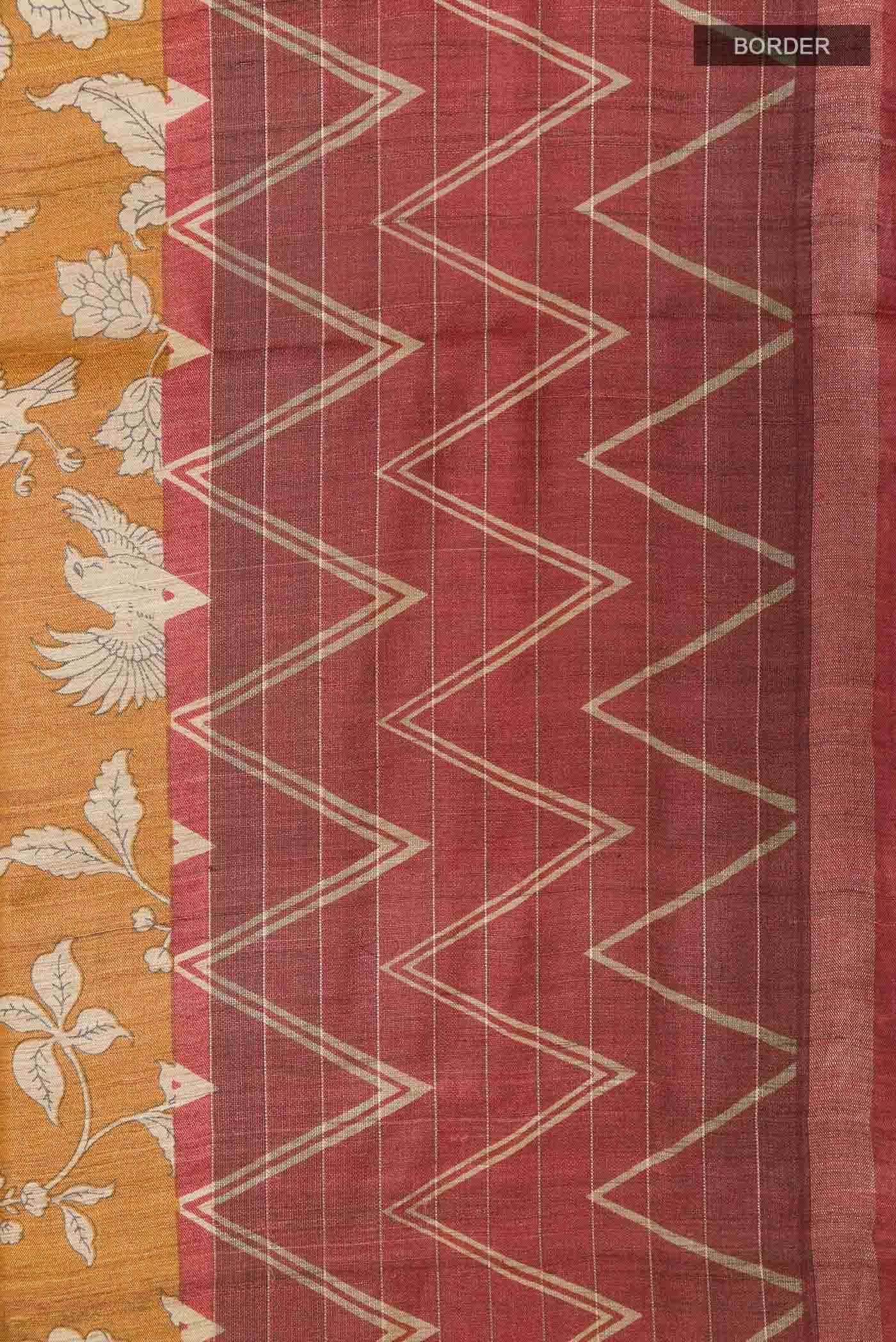 Mustard Tussar Saree