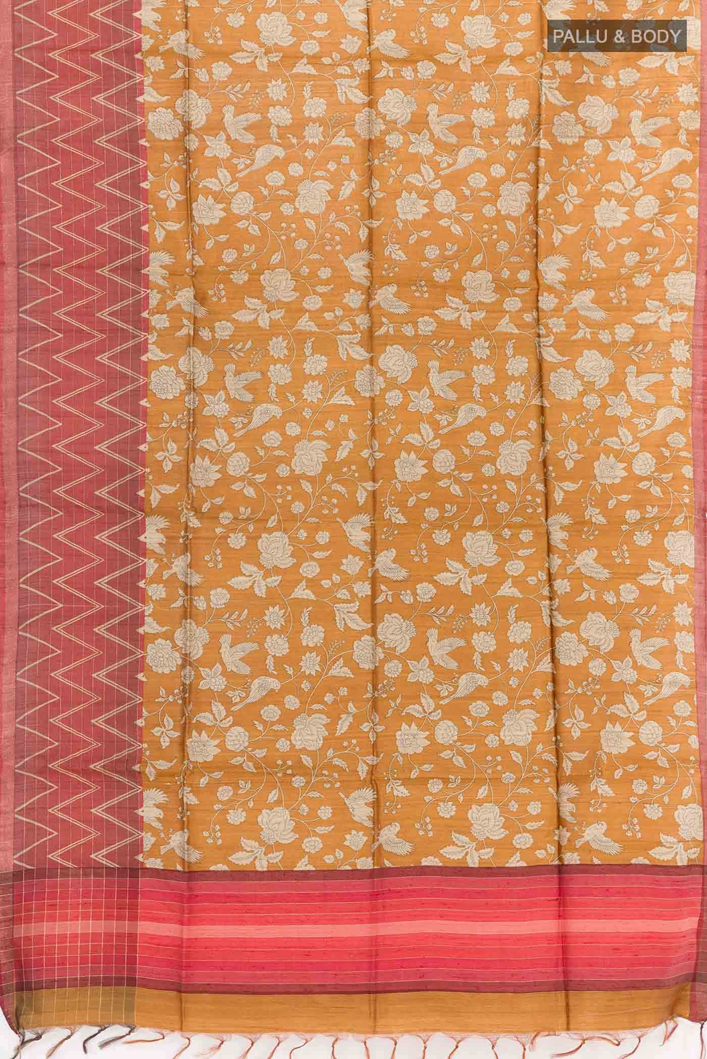 Mustard Tussar Saree