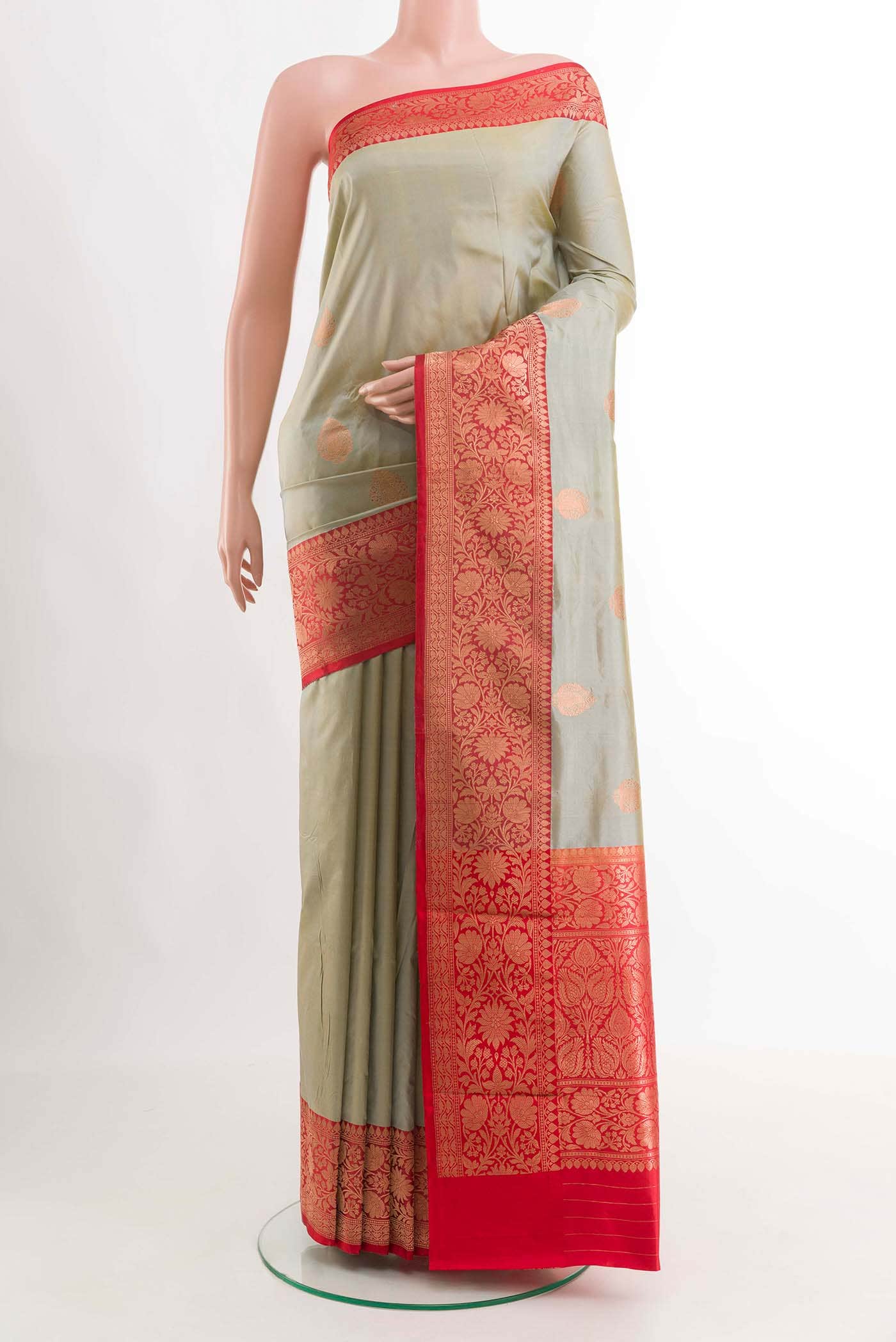 Grey Dual Tone Banarasi Silk Saree