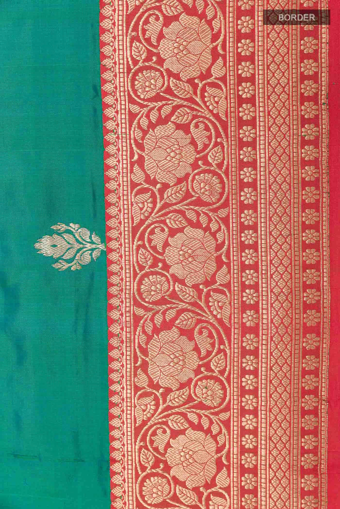 Peacock Blue Dual Tone Banarasi Silk Saree