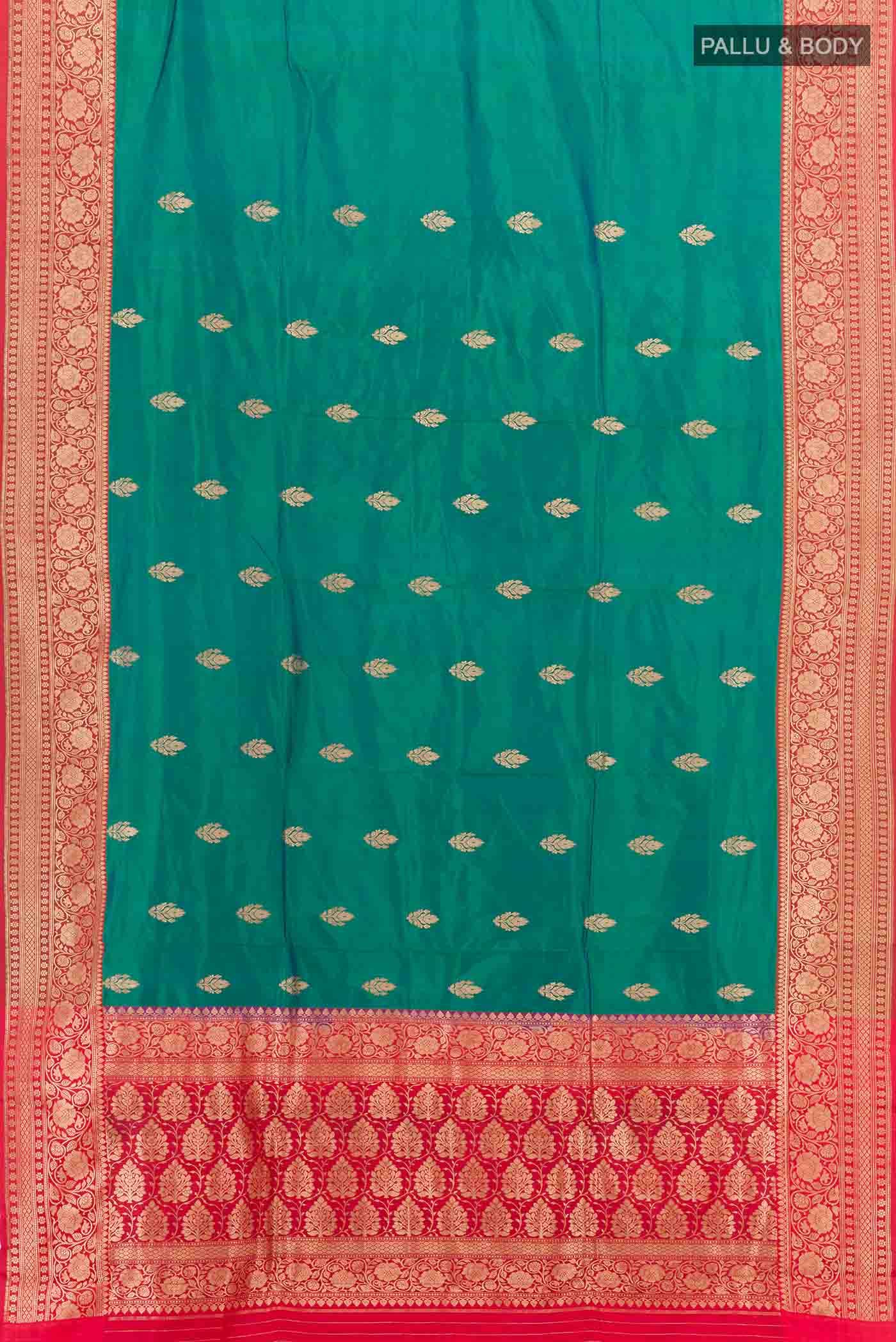 Peacock Blue Dual Tone Banarasi Silk Saree