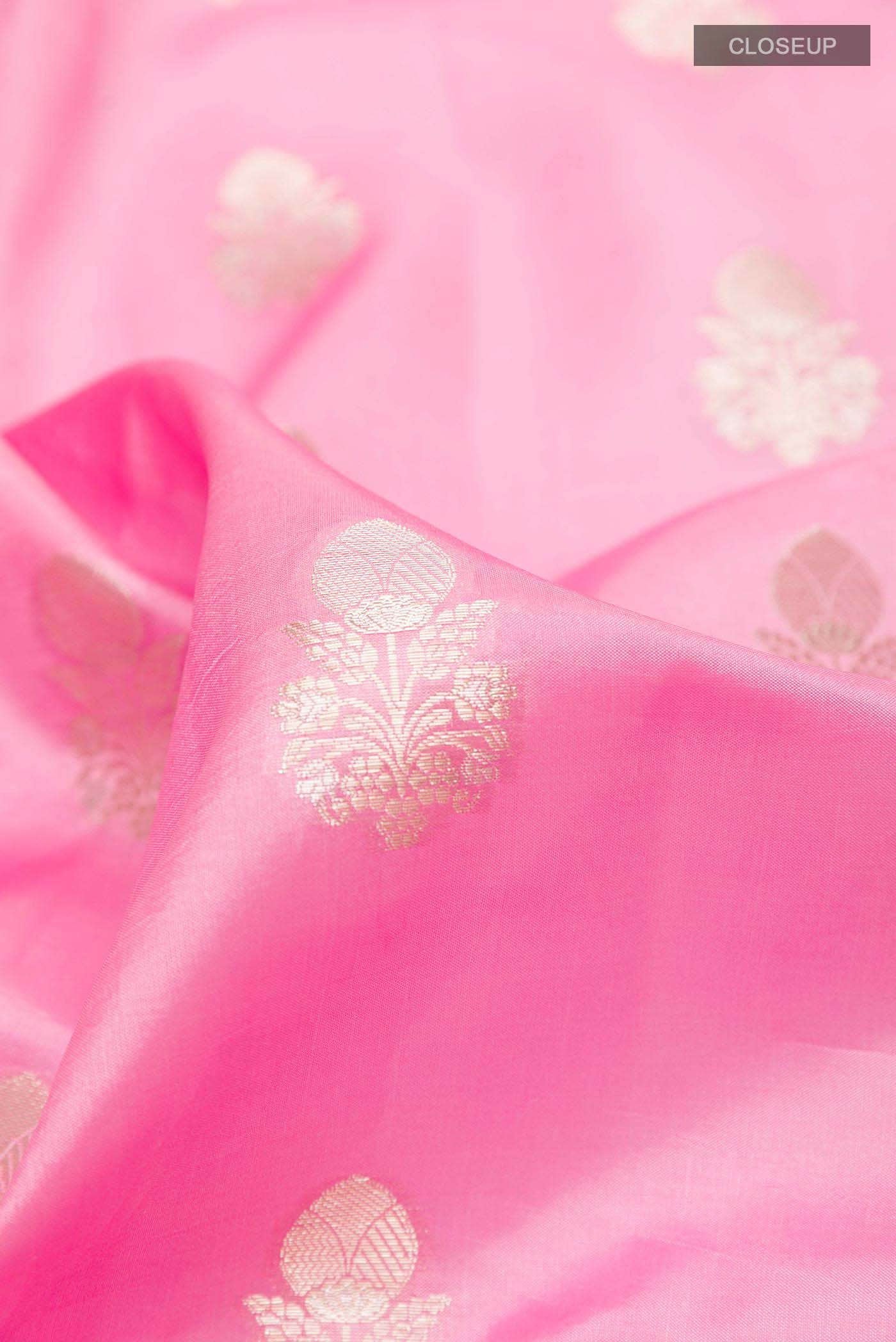 Pink Banarasi Tussar Silk Saree