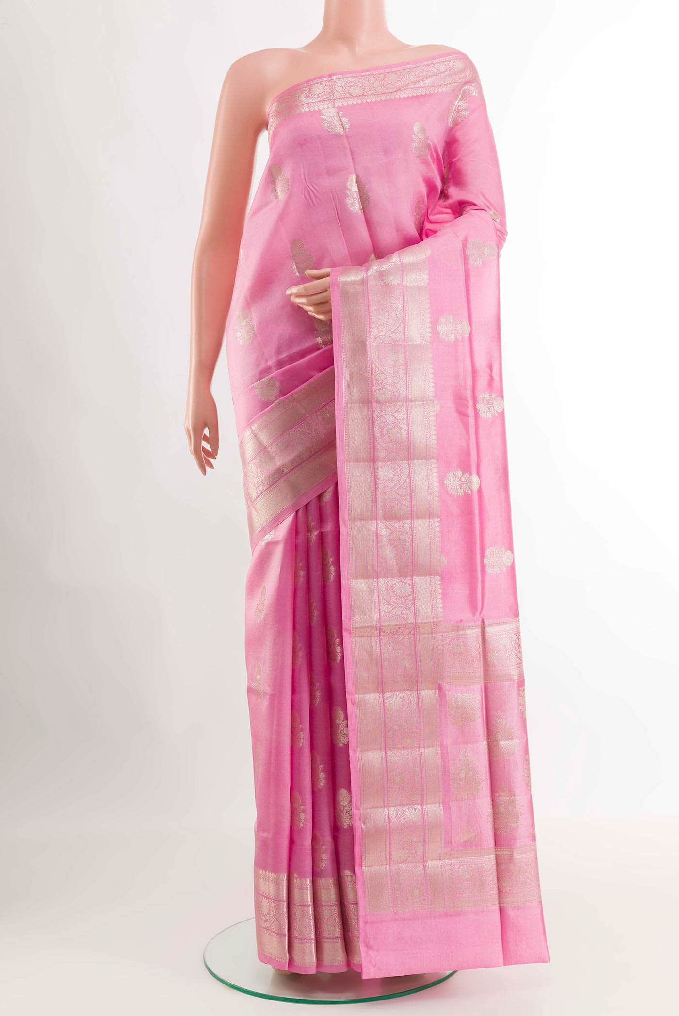 Pink Banarasi Tussar Silk Saree