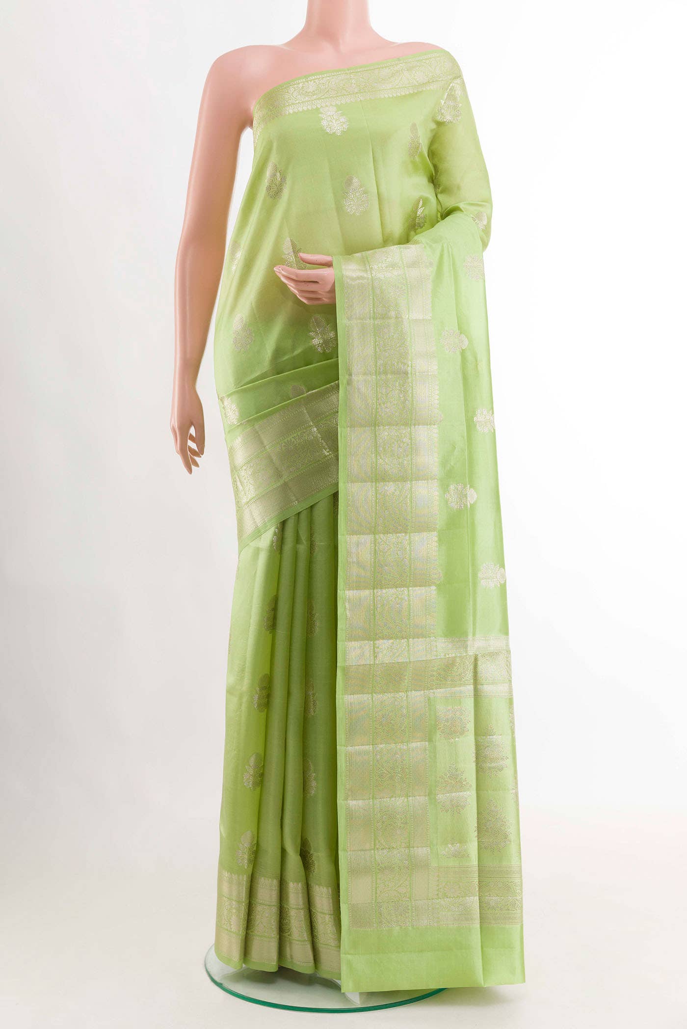 Green Banarasi Tussar Silk Saree