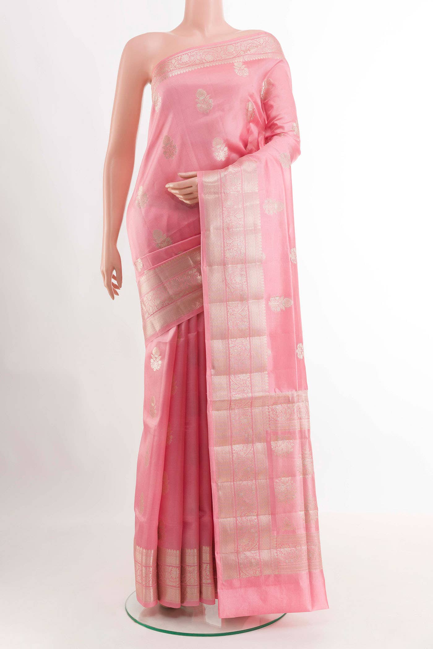 Pink Banarasi Tussar Silk Saree