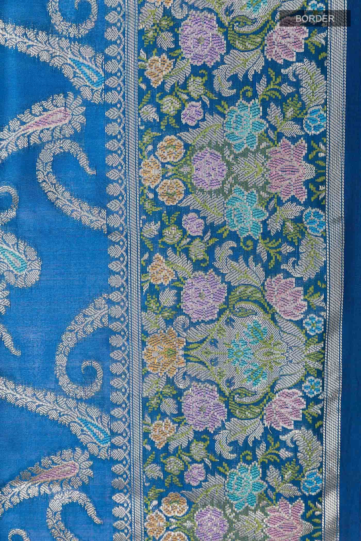Blue Banarasi Tussar Silk Saree