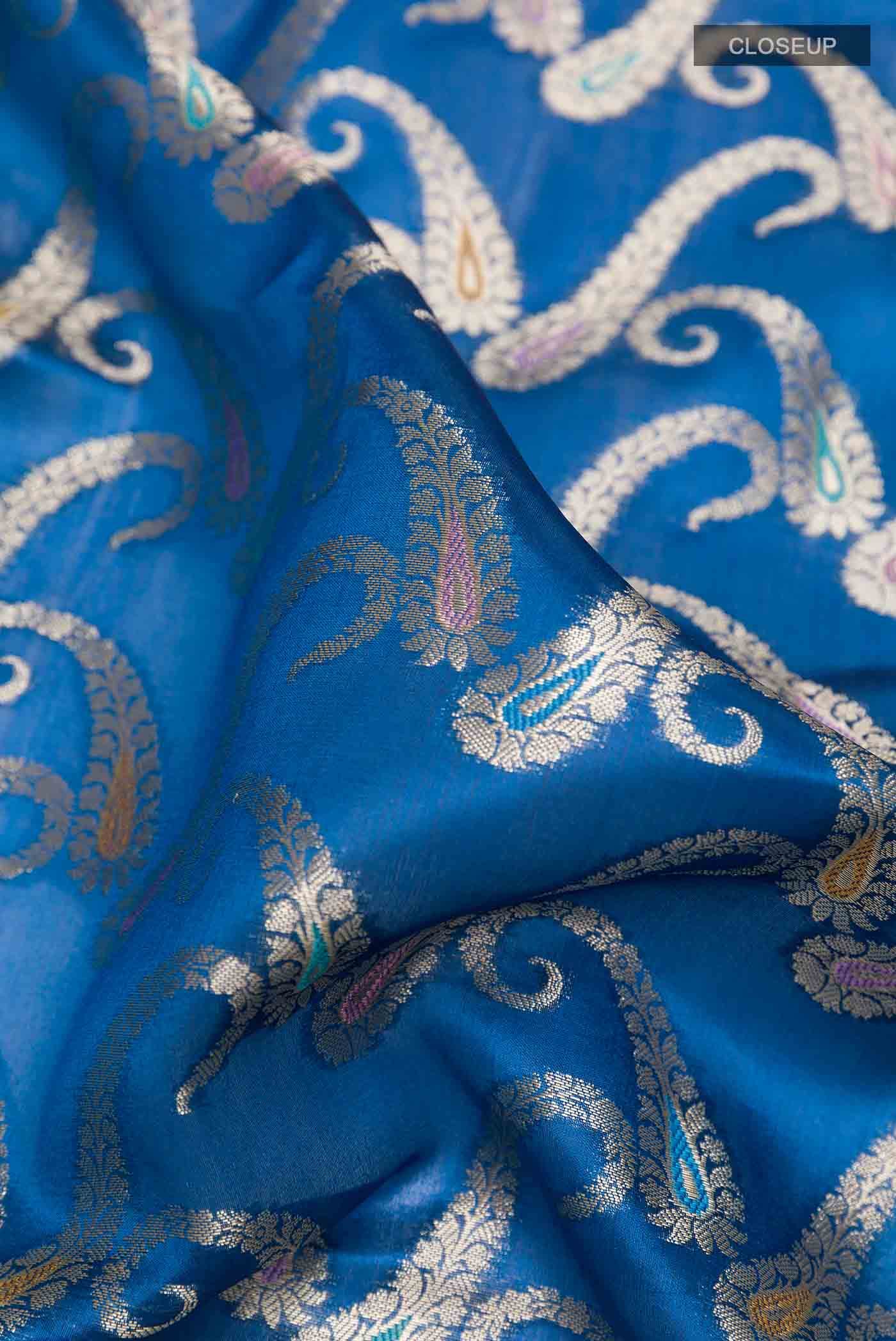 Blue Banarasi Tussar Silk Saree
