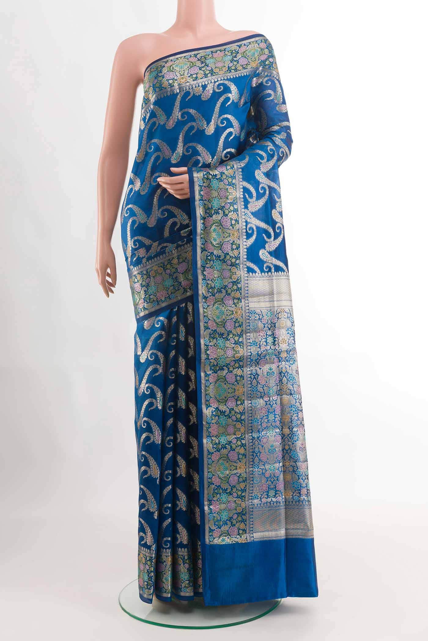 Blue Banarasi Tussar Silk Saree