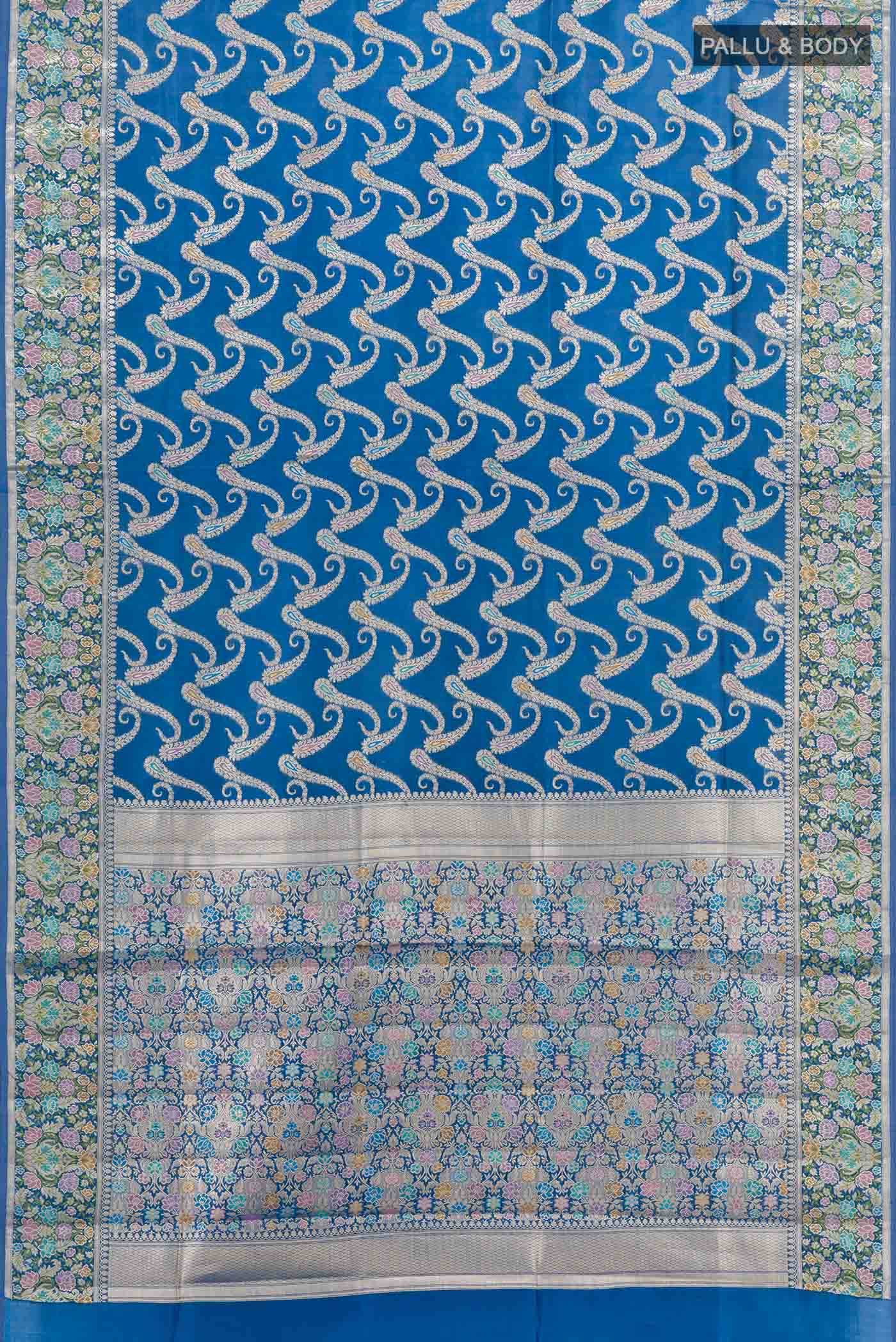 Blue Banarasi Tussar Silk Saree