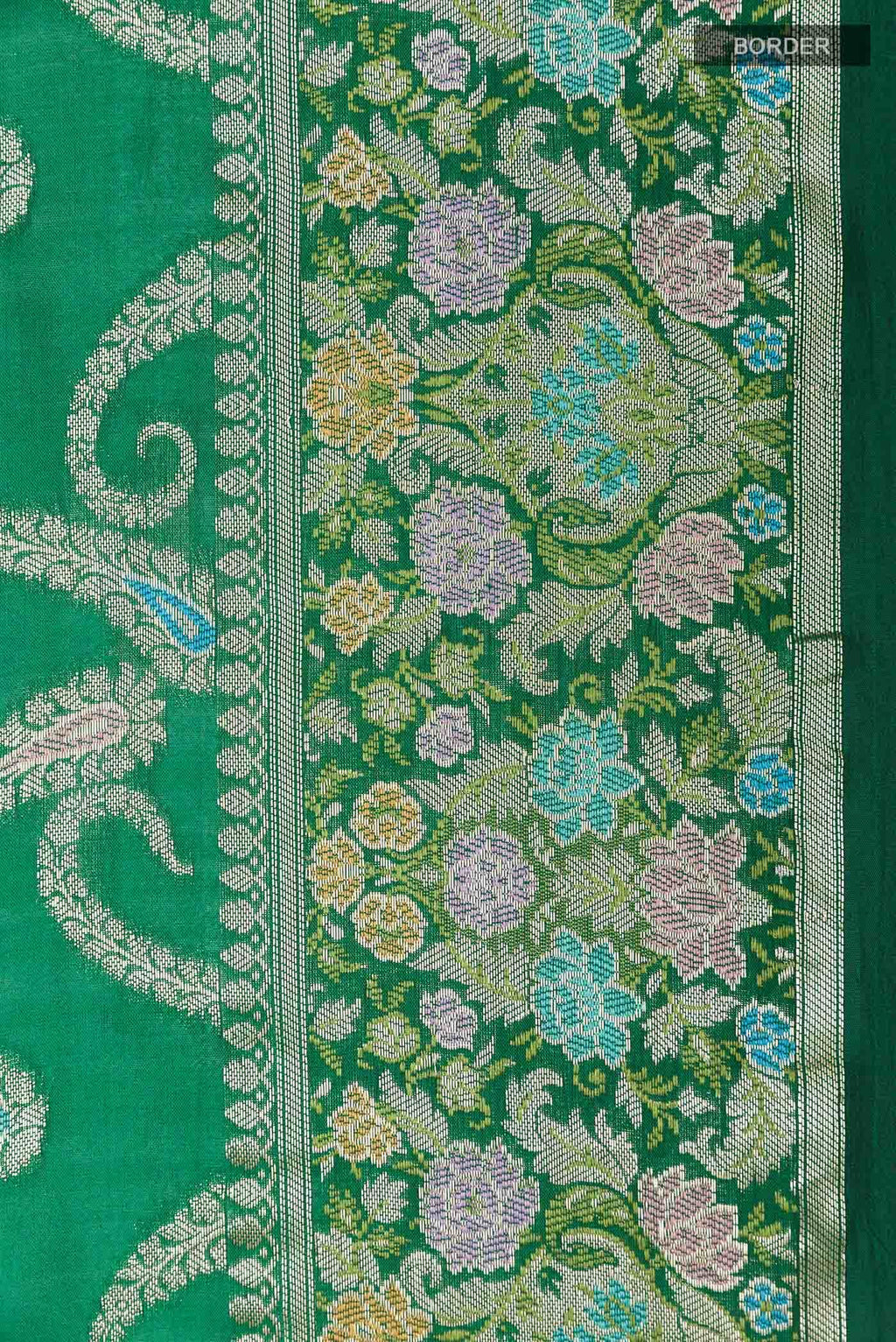 Green Banarasi Tussar Silk Saree