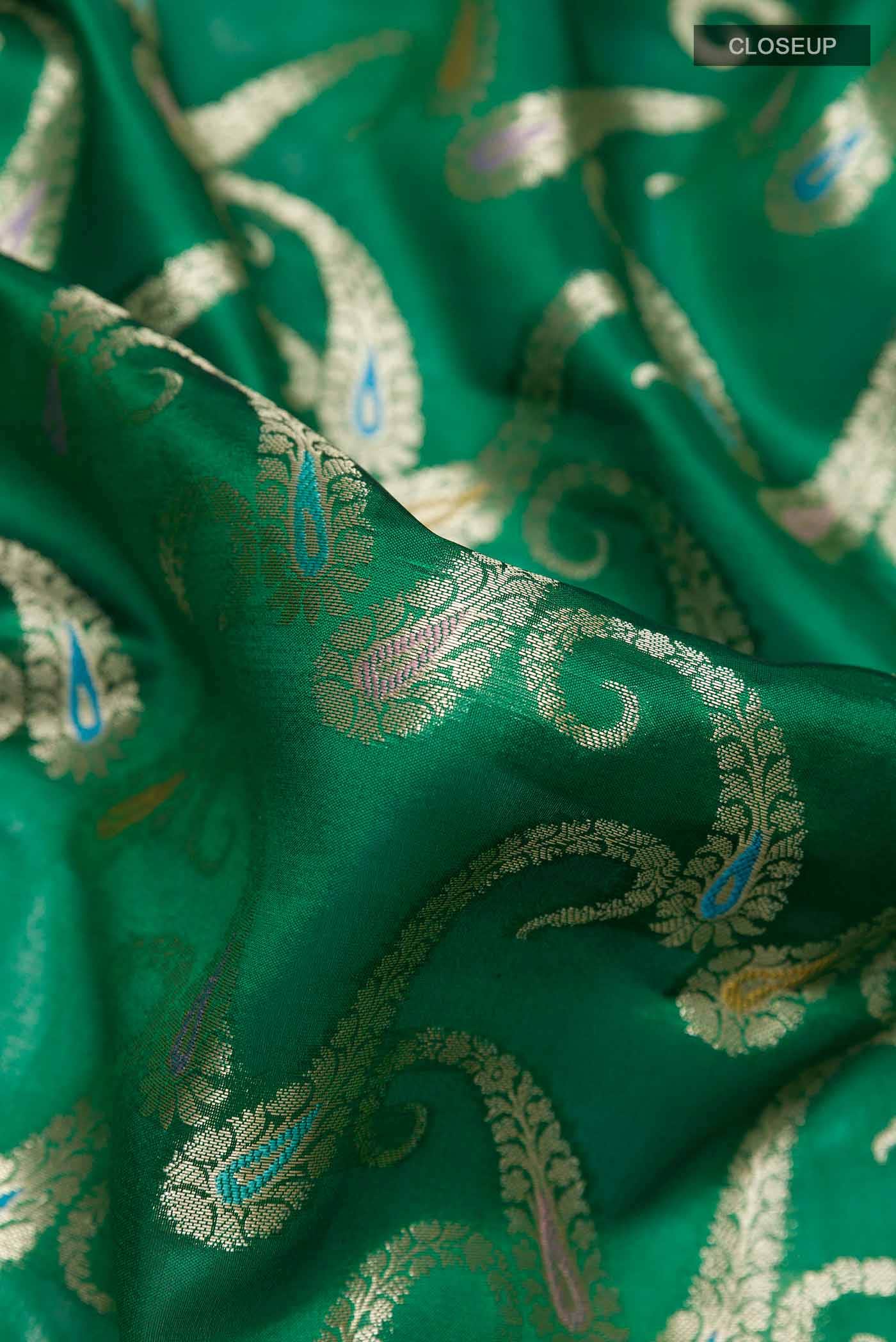Green Banarasi Tussar Silk Saree