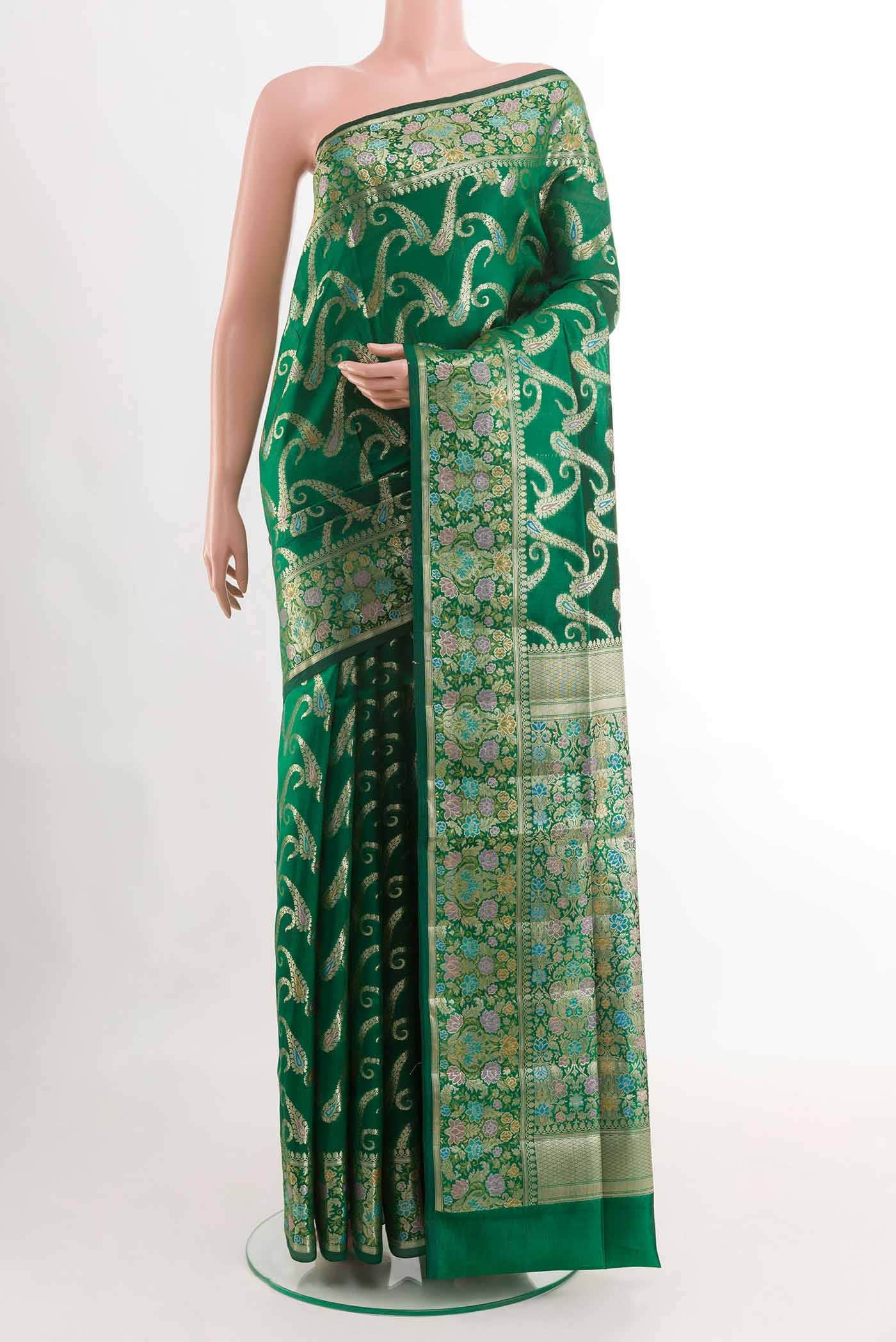 Green Banarasi Tussar Silk Saree