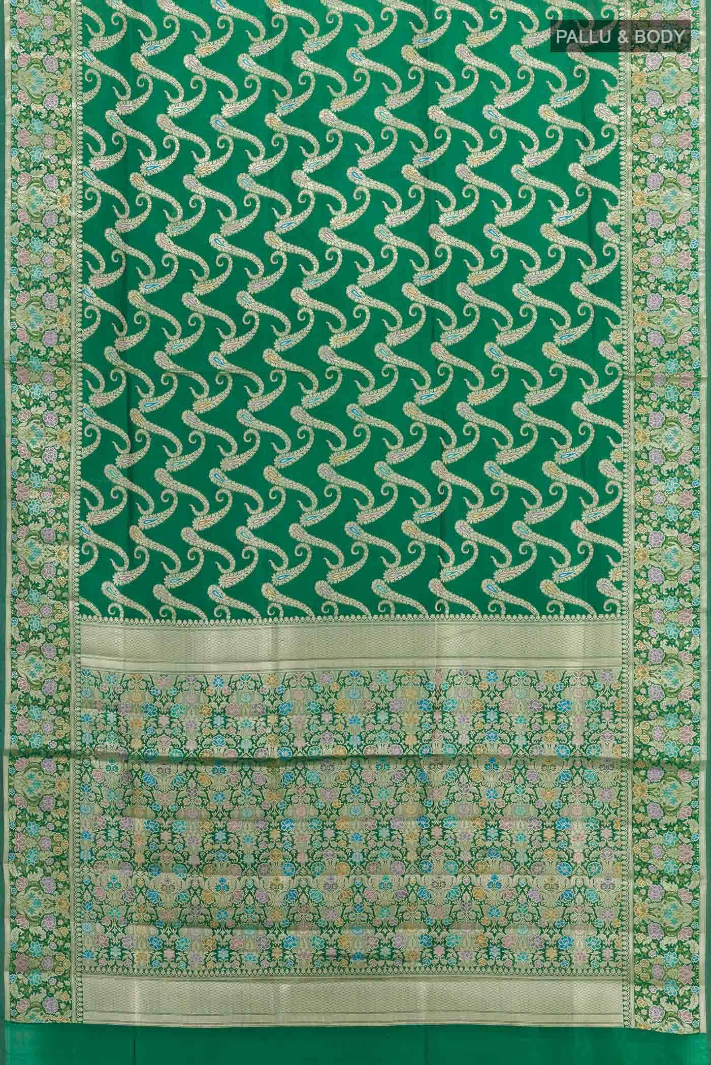 Green Banarasi Tussar Silk Saree