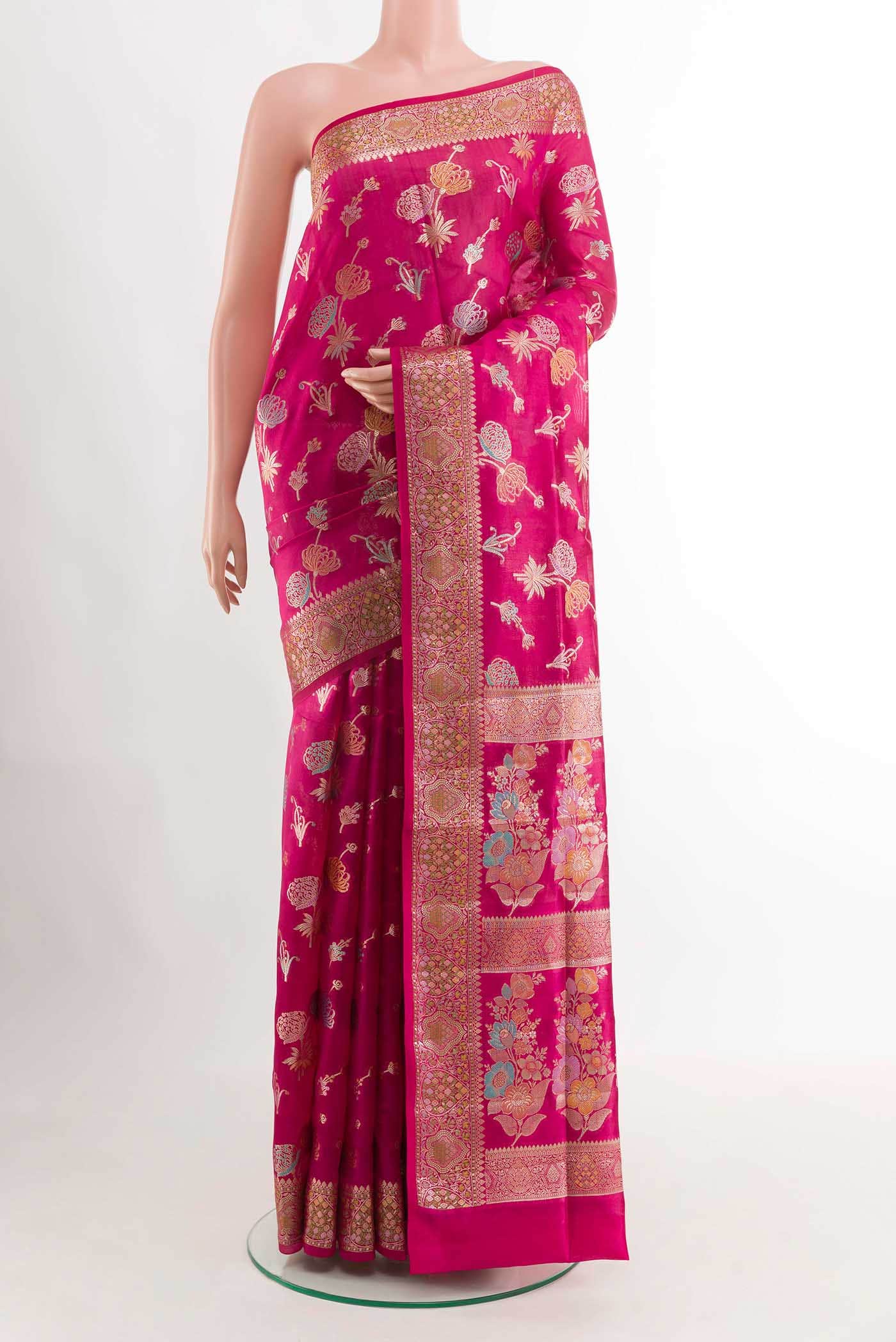 Pink Banarasi Tussar Silk Saree