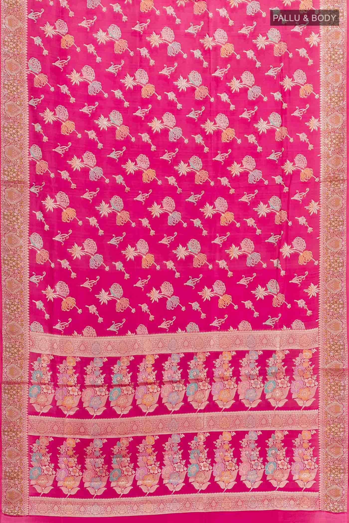 Pink Banarasi Tussar Silk Saree